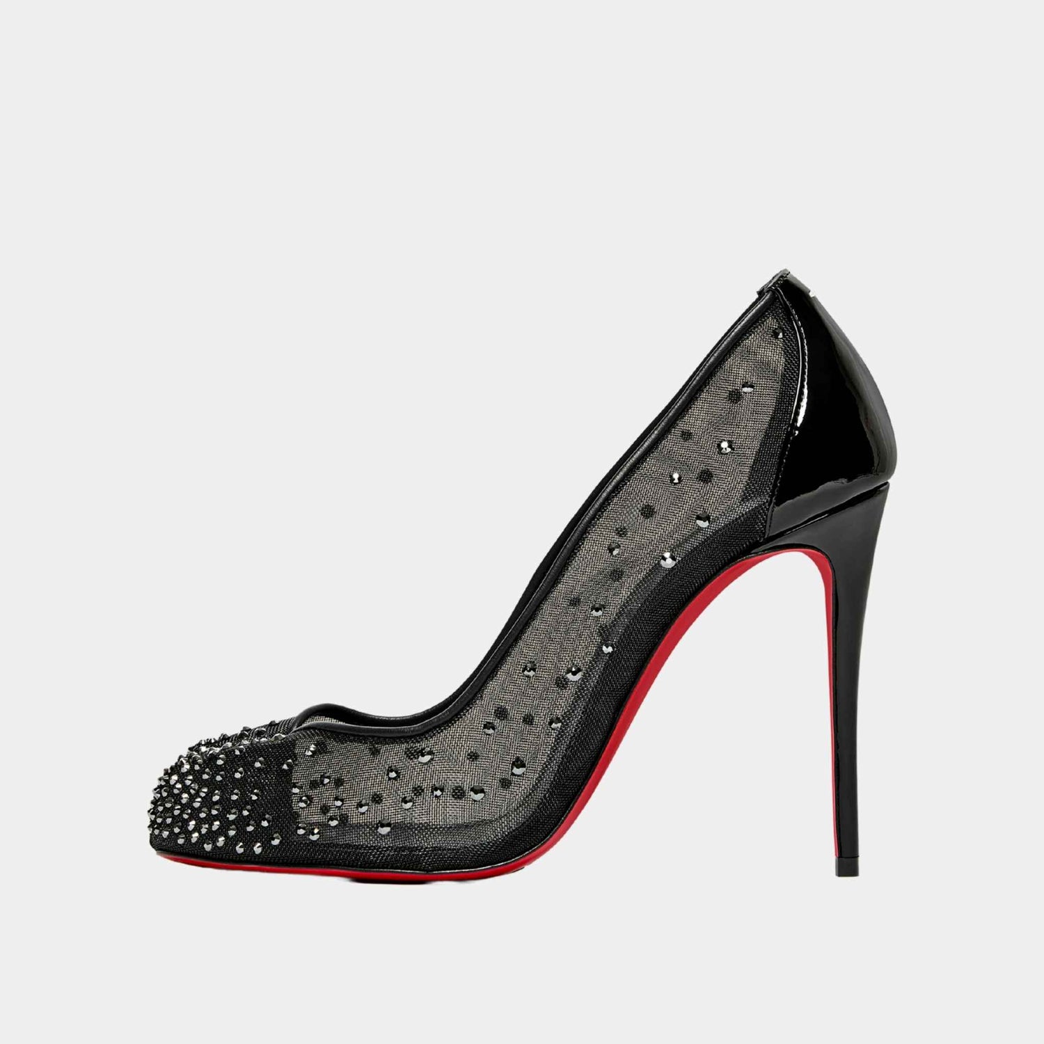 Maison Margiela Bridiela Una Strass Pump Mesh with Calf Leather, Black, Side