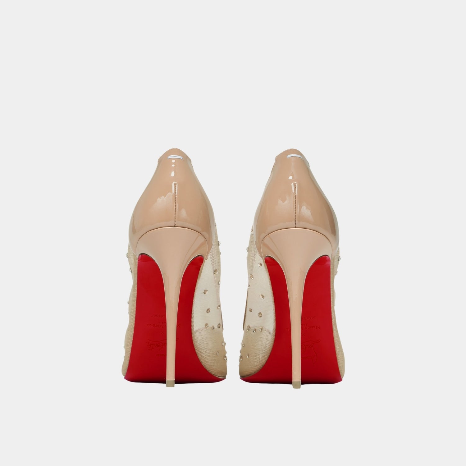 Maison Margiela Bridiela Una Strass Pump Mesh with Calf Leather, Nude, Back