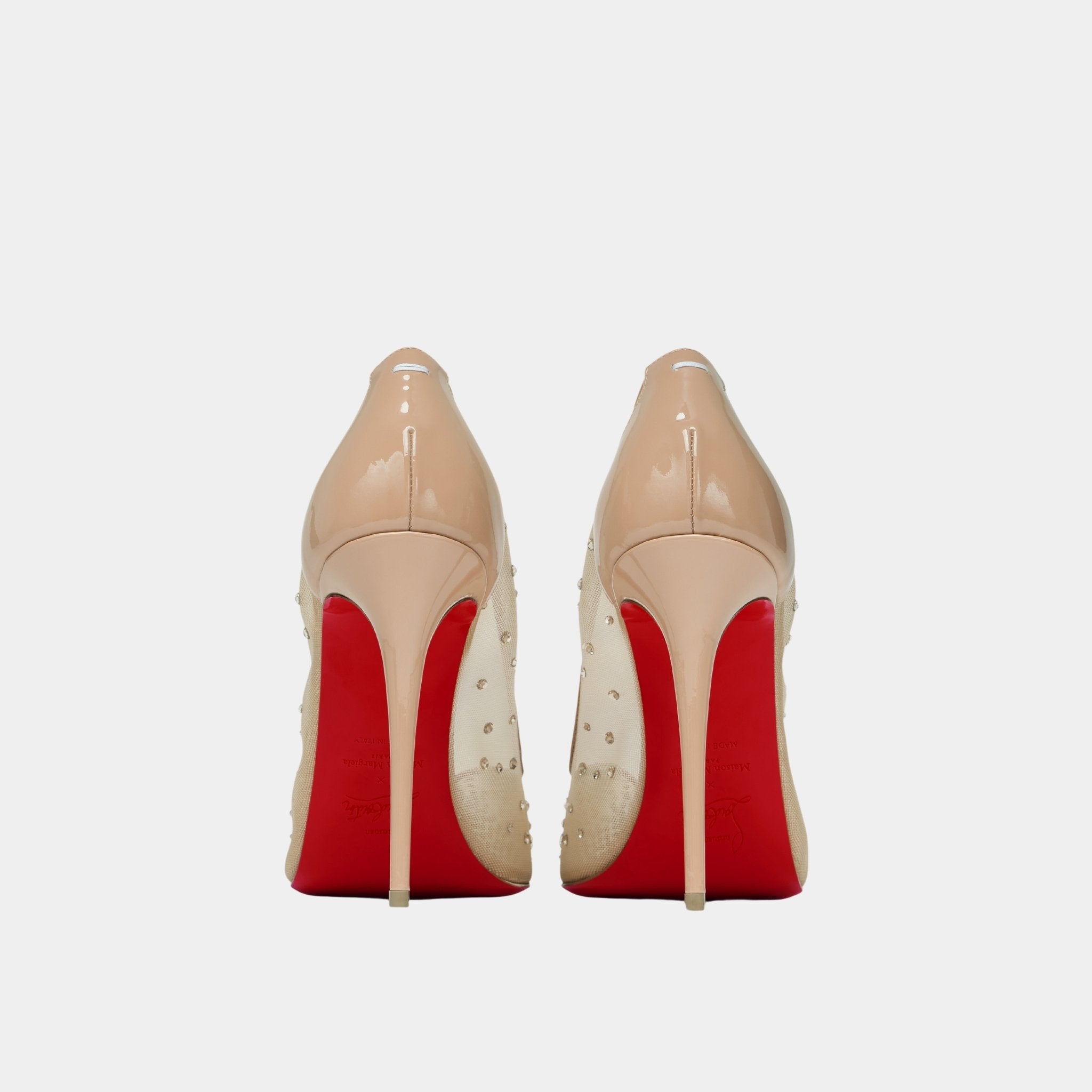 Maison Margiela Bridiela Una Strass Pump Mesh with Calf Leather, Nude, Back