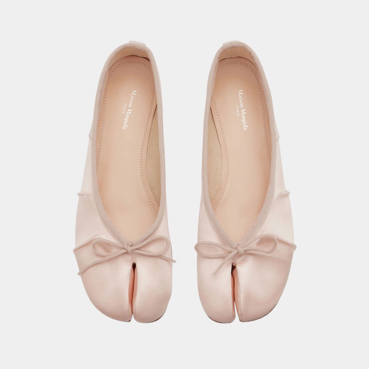 Satin Tabi Ballerina Flats, Alabaster , Top 
