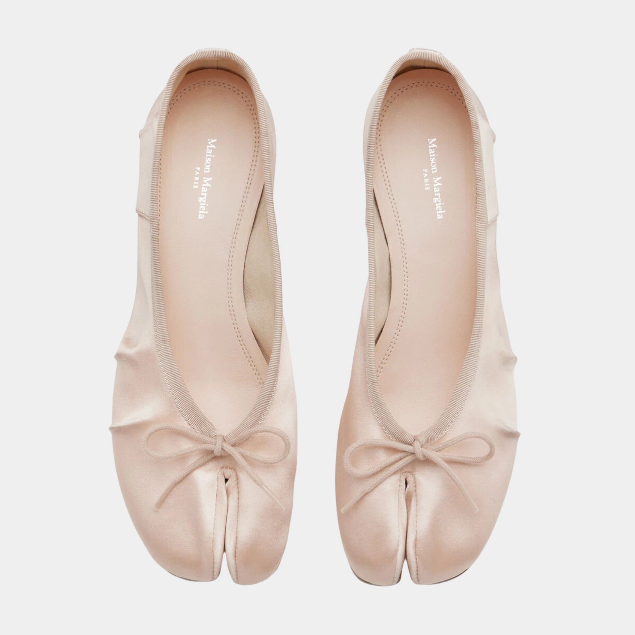 Maison Margiela Satin Tabi Ballerina Heal Flats, Alabaster, Top