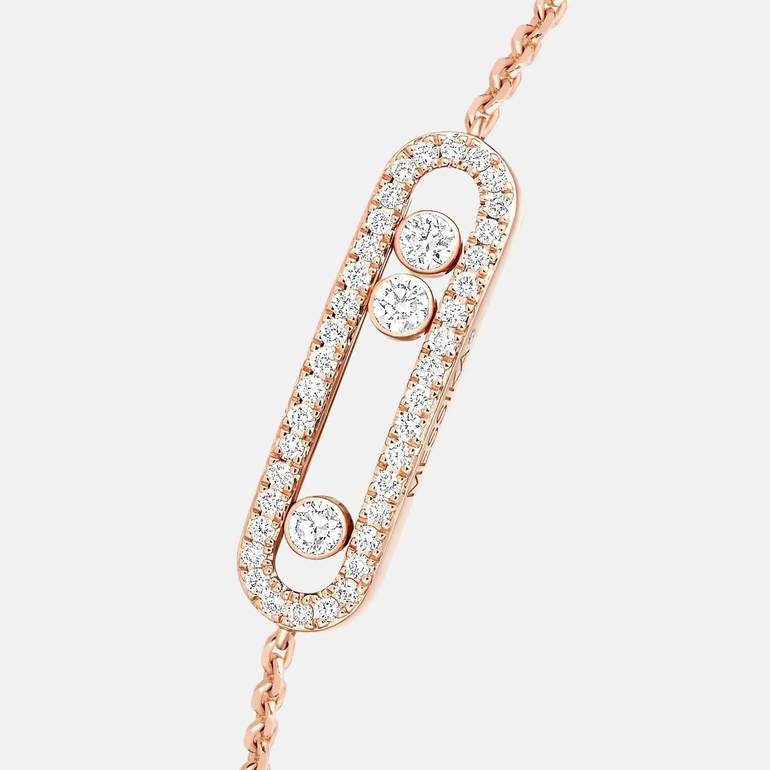 Messika Baby Move Pave Gold Diamond Bracelet, Pink Gold, Close