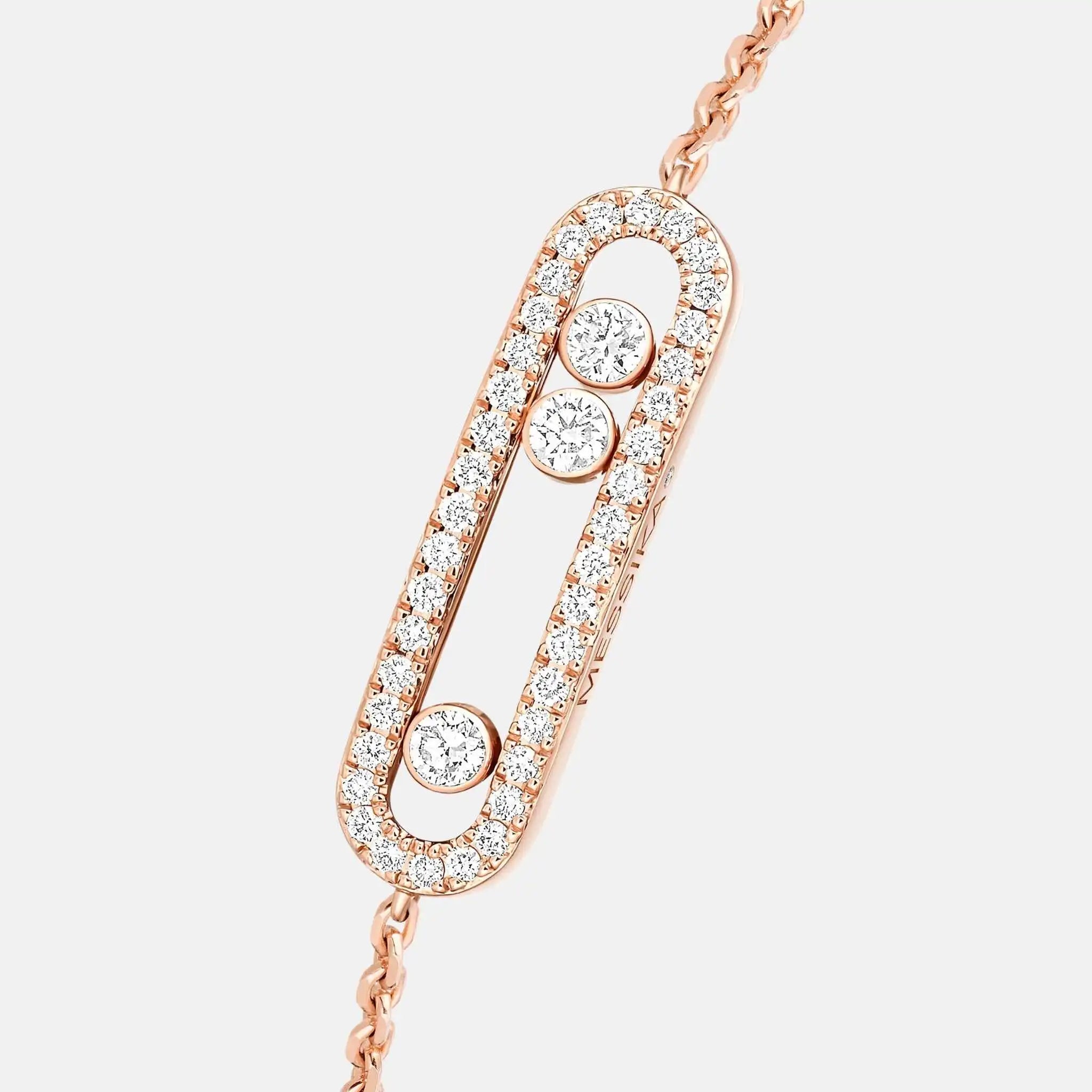 Messika Baby Move Pave Gold Diamond Bracelet, Pink Gold, Close