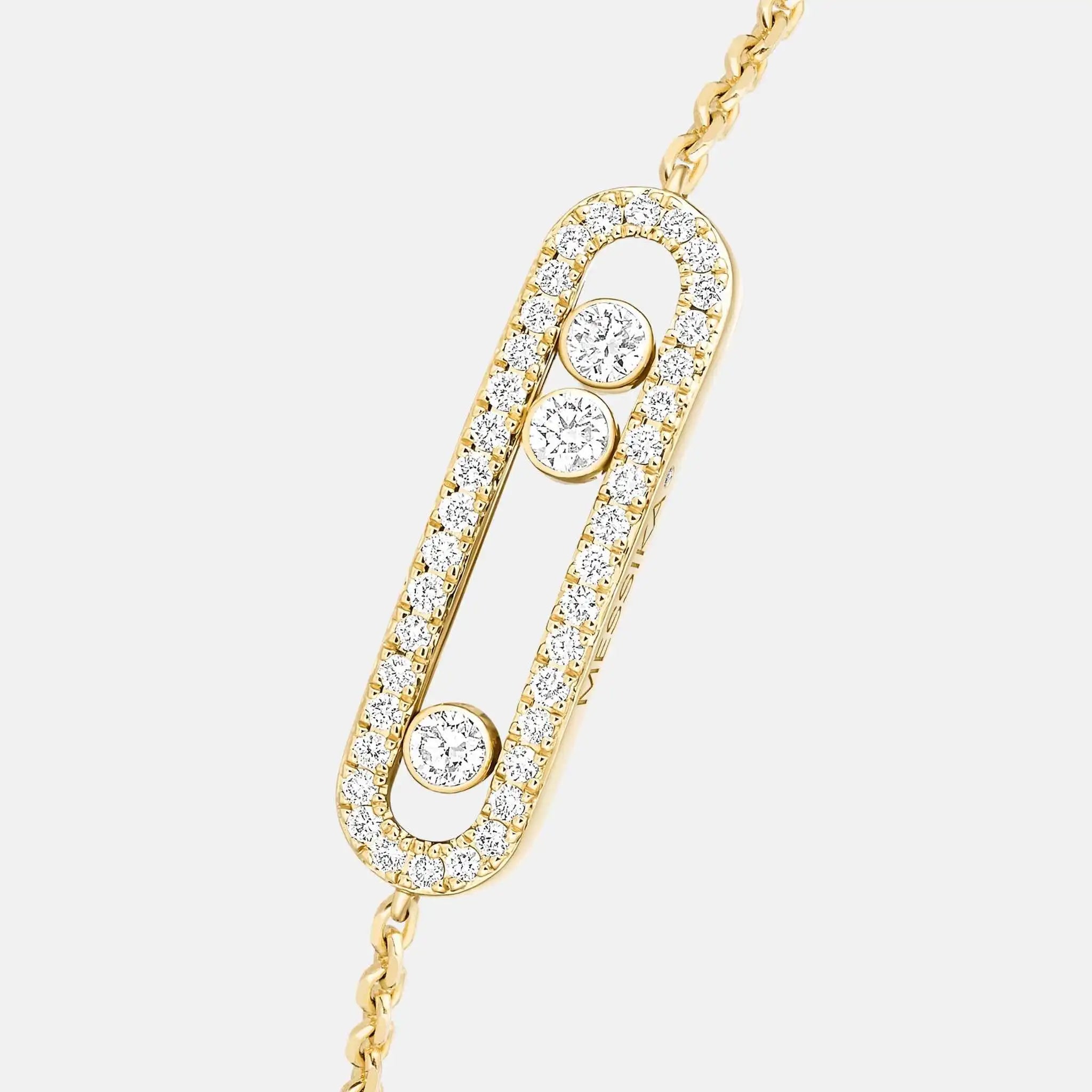 Messika Baby Move Pave Gold Diamond Bracelet, Yellow Gold, Close