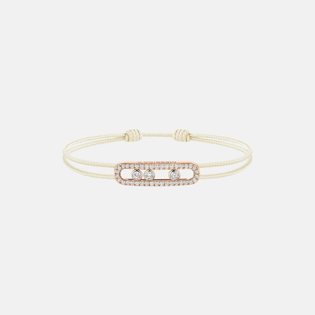 Messika Cares Cord Pave Pink Gold Diamond Bracelet, Cream