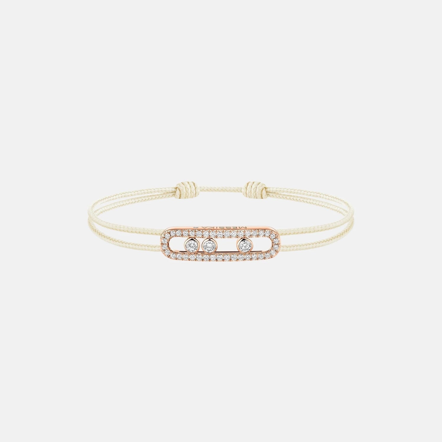 Messika Cares Cord Pave Pink Gold Diamond Bracelet, Cream