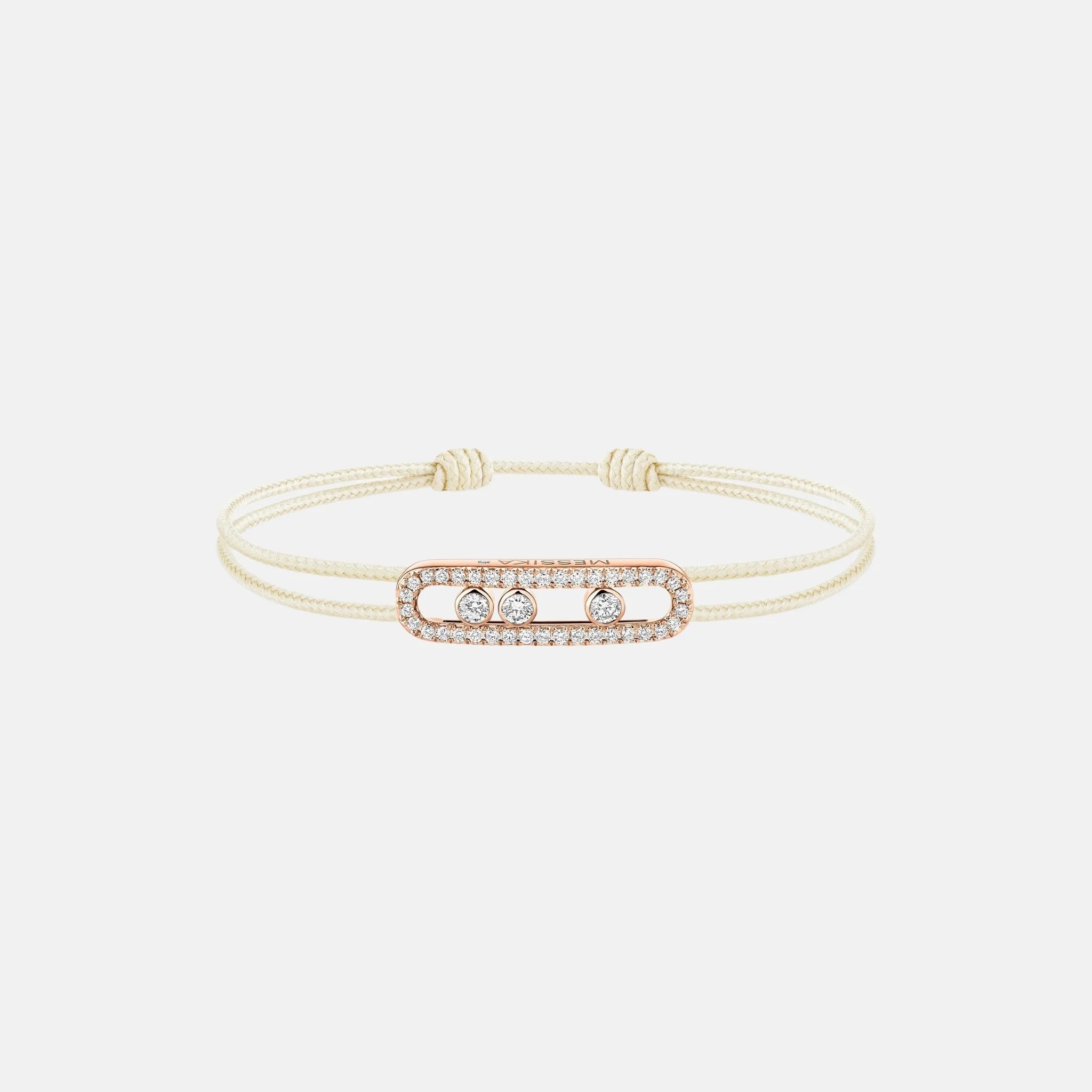 Messika Cares Cord Pave Pink Gold Diamond Bracelet, Cream
