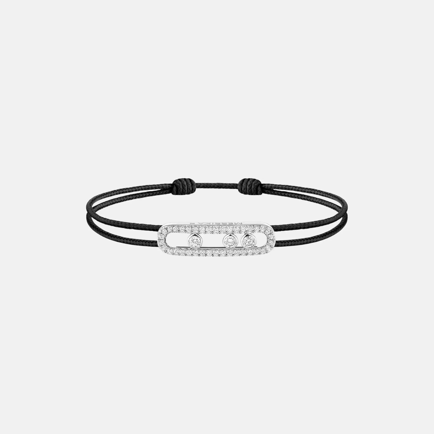 Messika Cares Cord Pave White Gold Diamond Bracelet, Black
