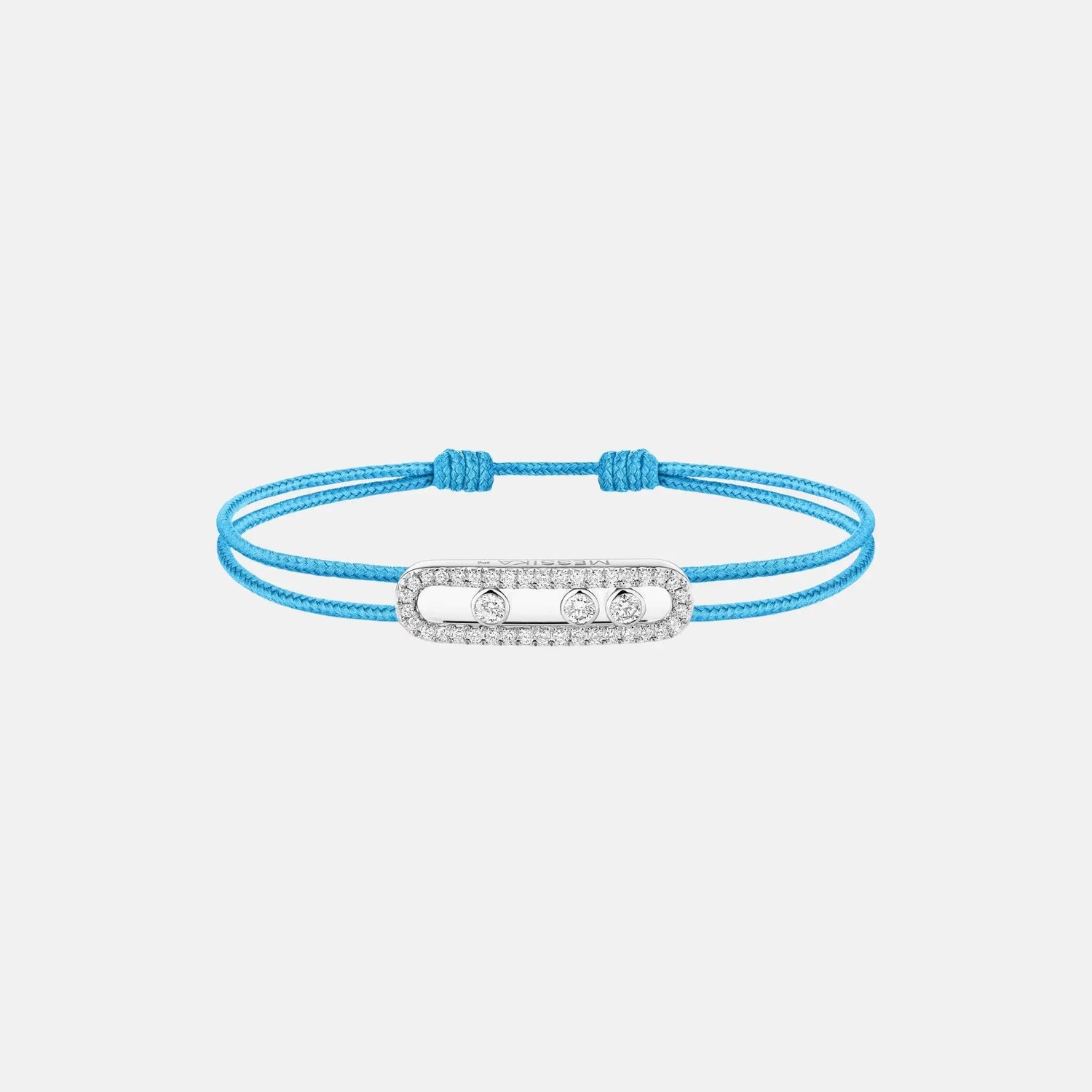 Messika Cares Cord Pave White Gold Diamond Bracelet, Blue