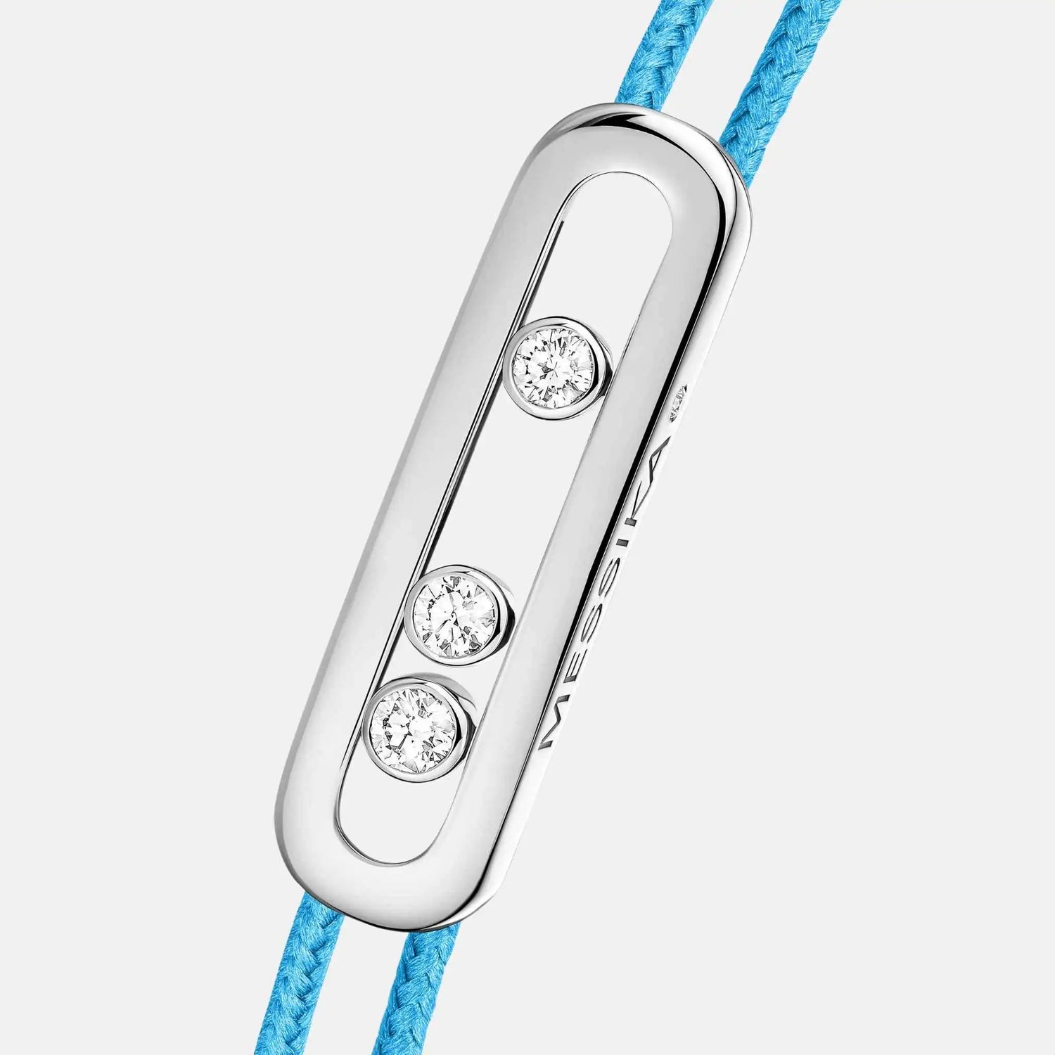 Messika Cares Cord White Gold Diamond Bracelet, Blue, Close