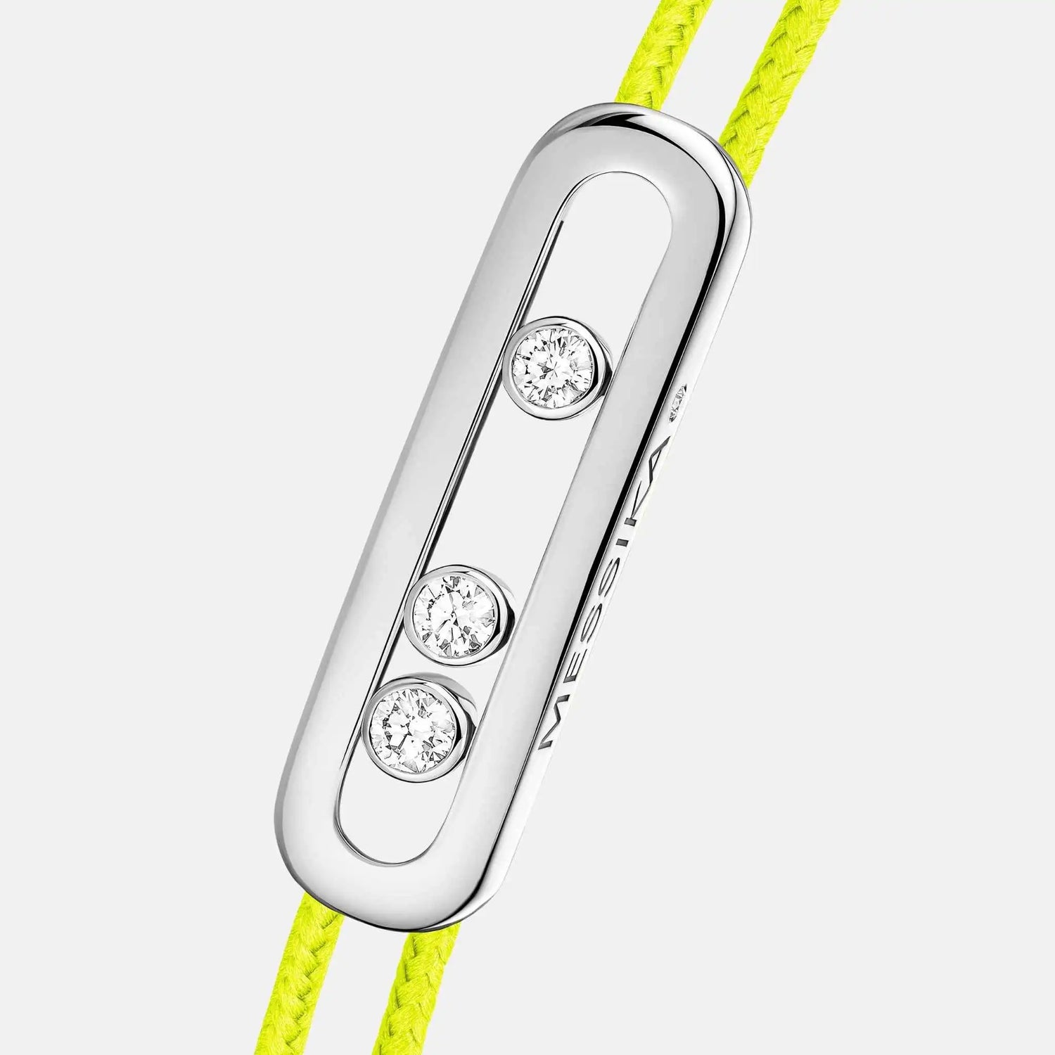 Messika Cares Cord White Gold Diamond Bracelet, Yellow, Close