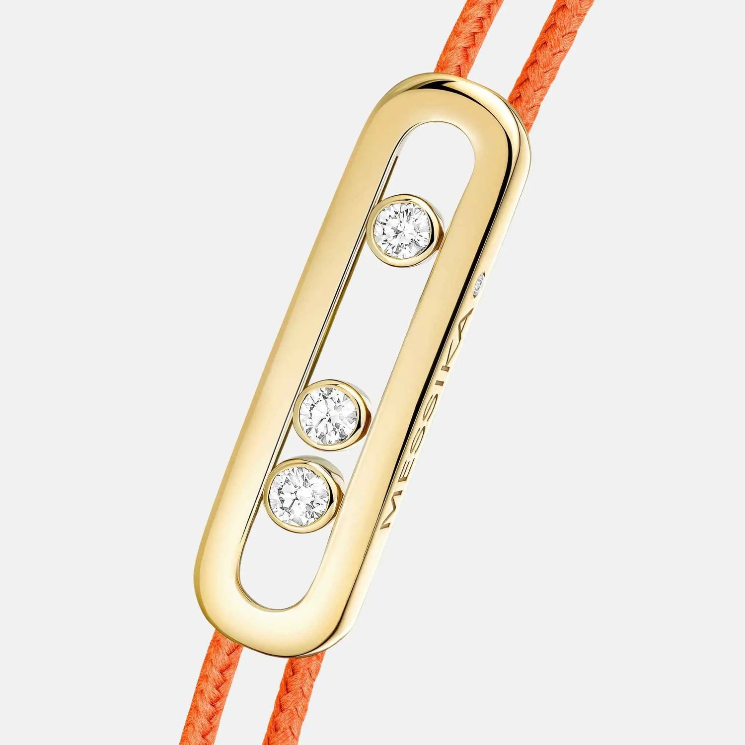Messika Cares Cord Yellow Gold Diamond Bracelet, Orange, Close