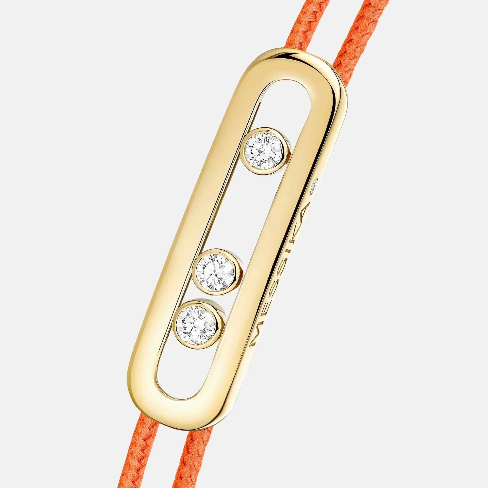 Messika Cares Cord Yellow Gold Diamond Bracelet, Orange, Close