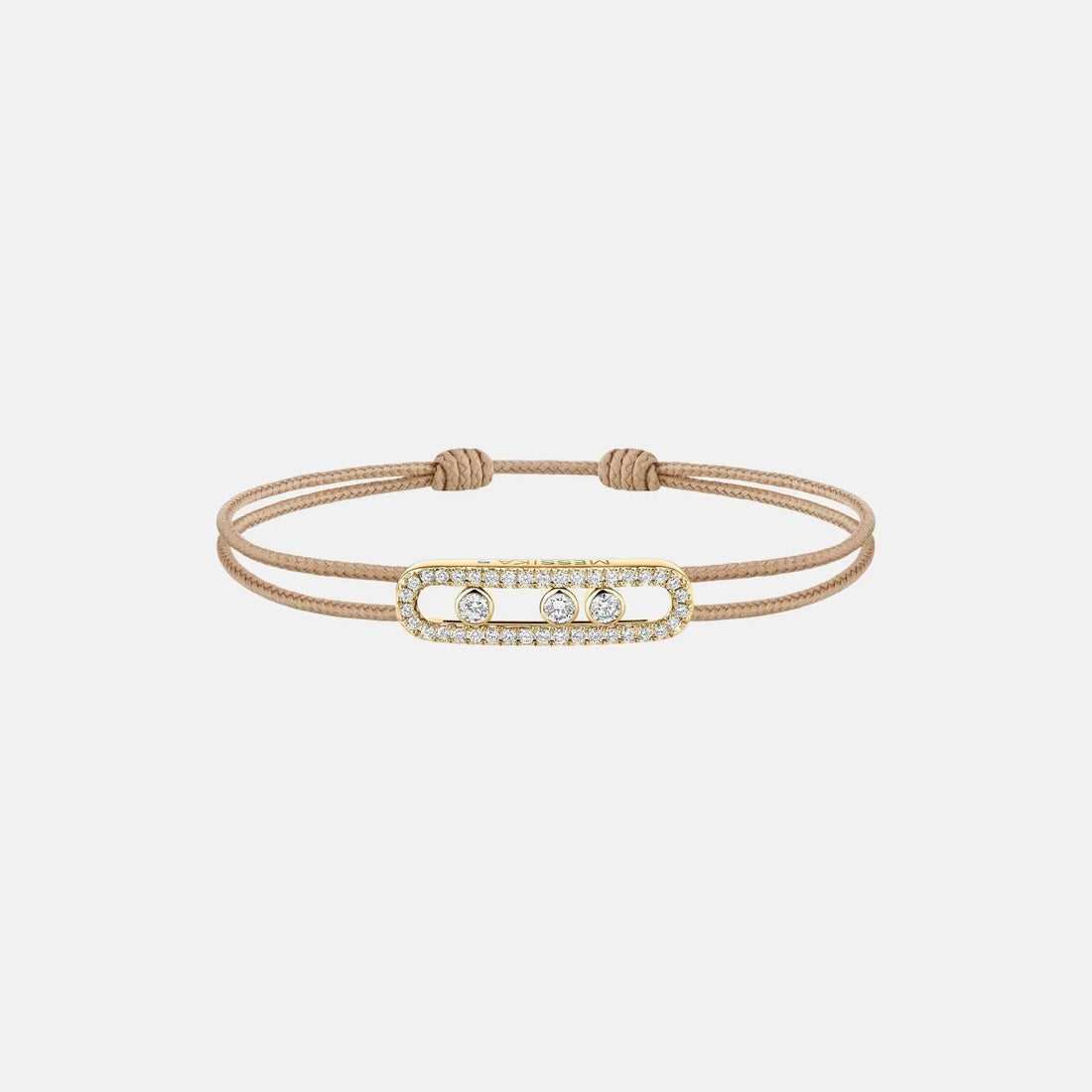 Messika Cares Pave Cord Yellow Gold Diamond Bracelet, Beige