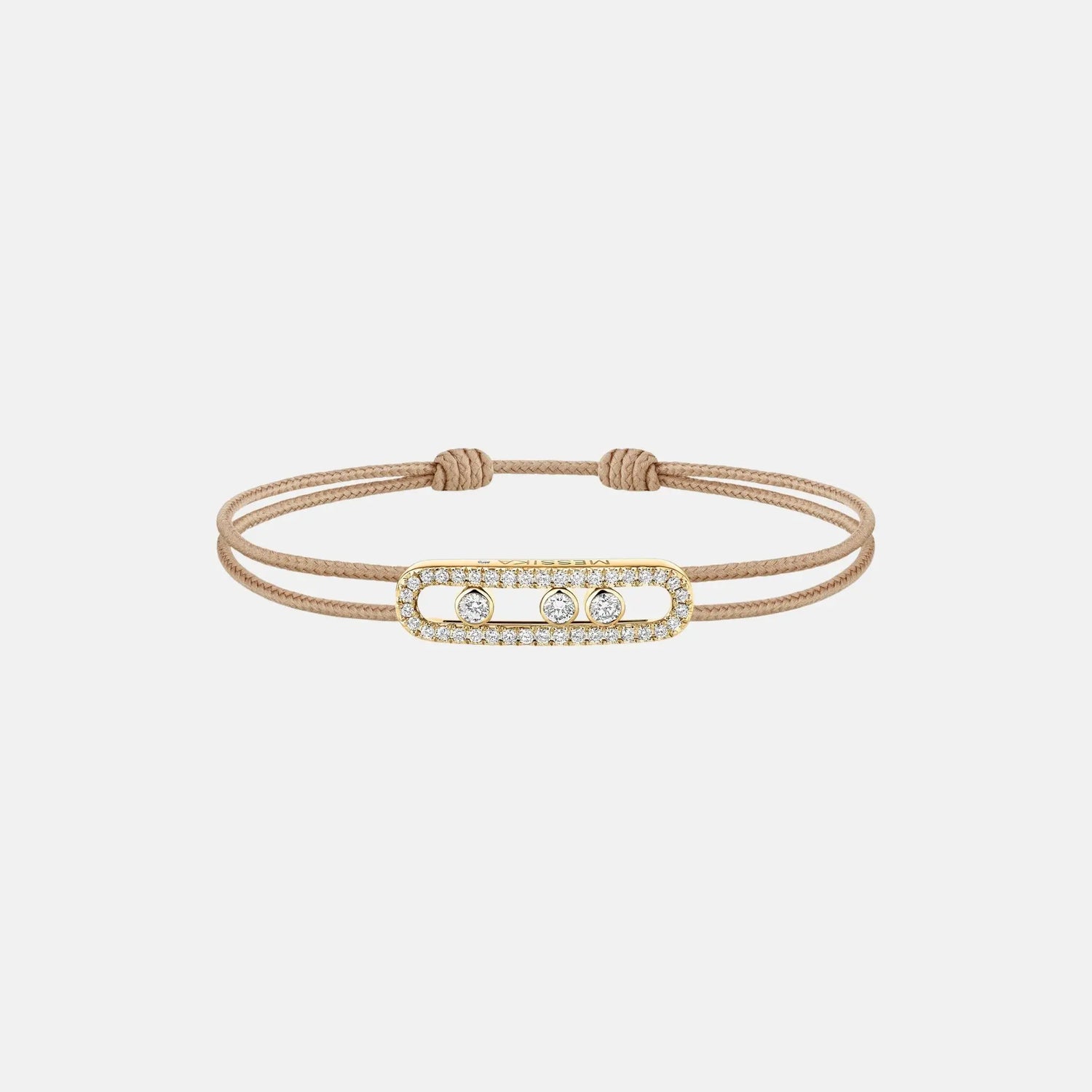Messika Cares Pave Cord Yellow Gold Diamond Bracelet, Beige