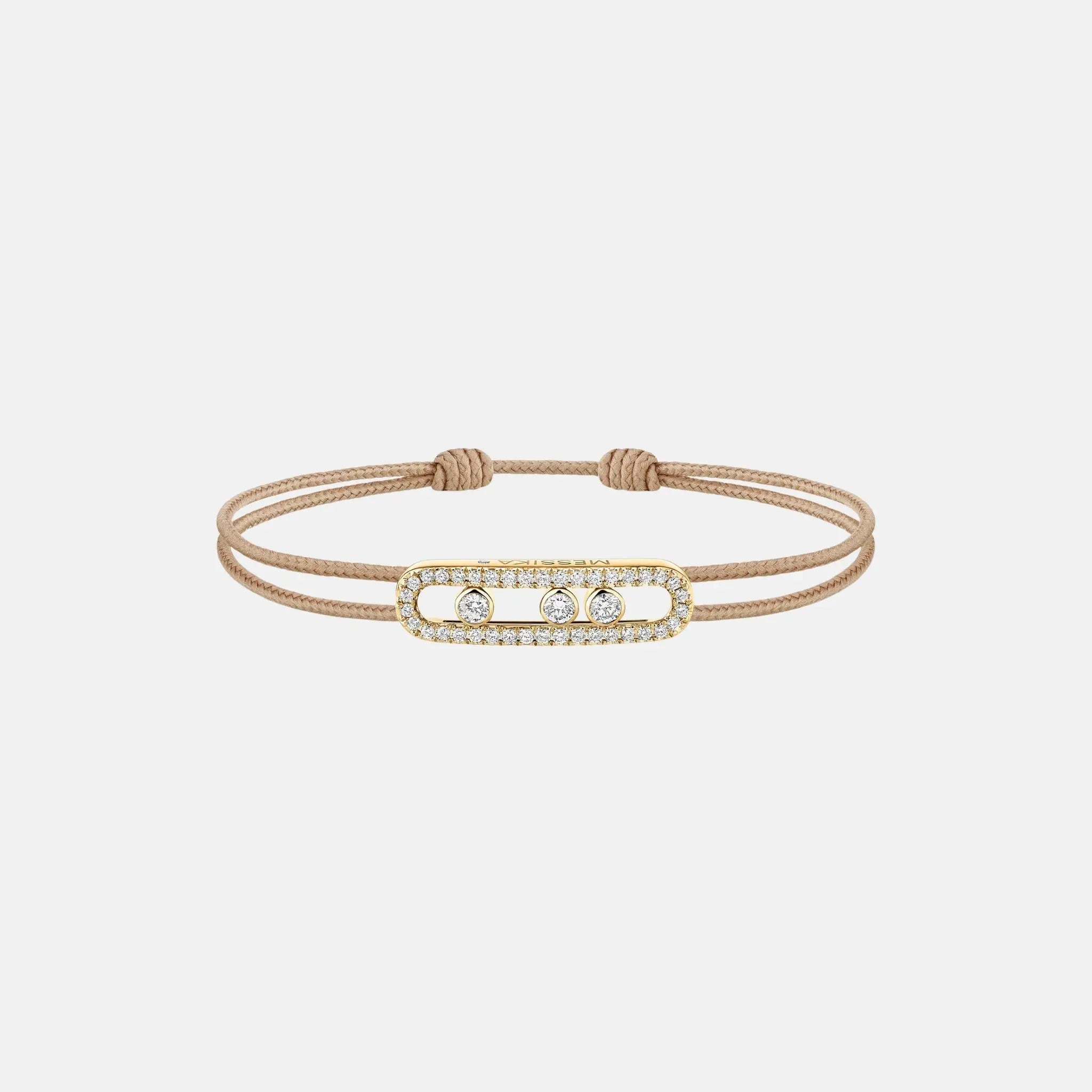 Messika Cares Pave Cord Yellow Gold Diamond Bracelet, Beige