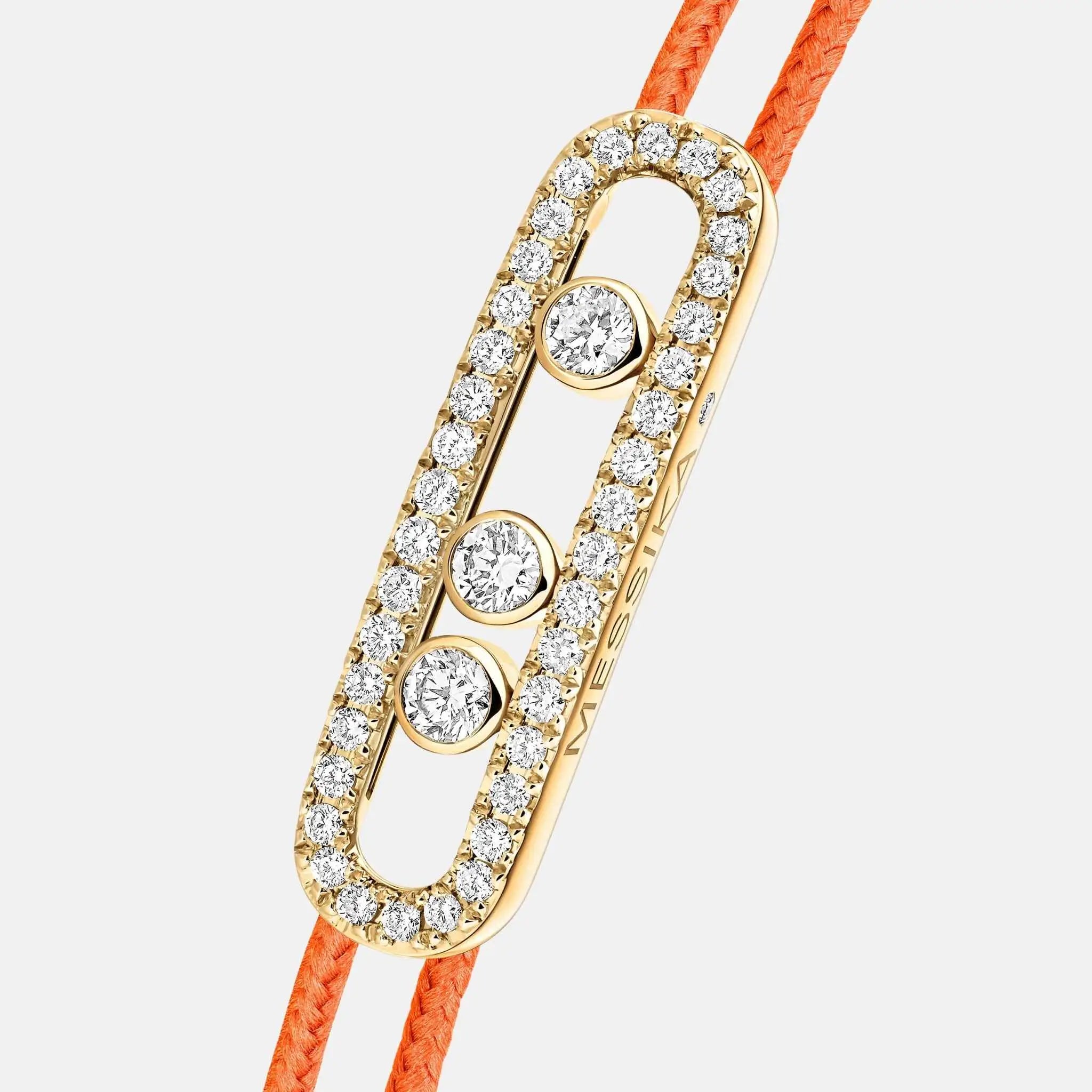 Messika Cares Pave Cord Yellow Gold Diamond Bracelet, Orange, Close
