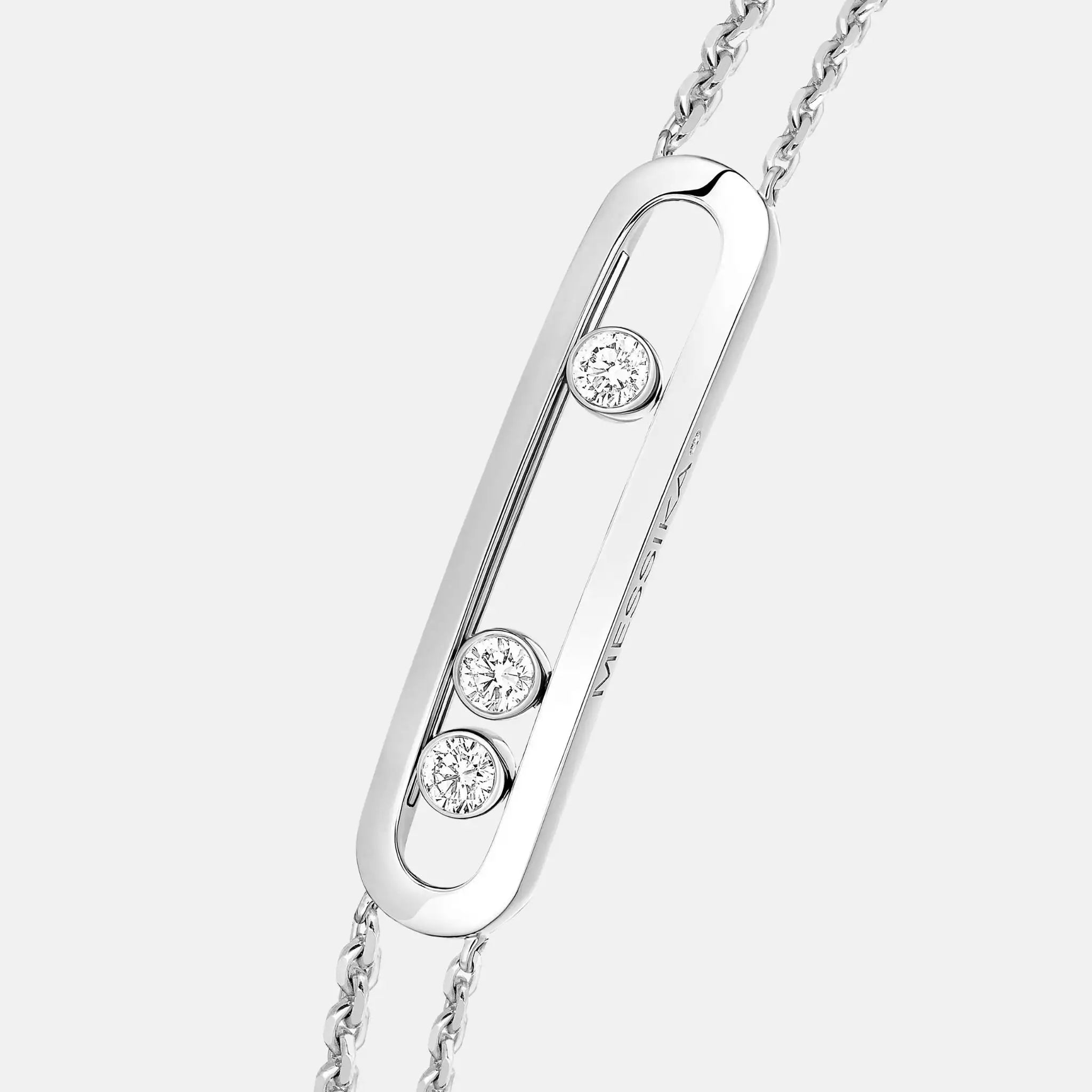 Messika Move Classique Gold Diamond Bracelet, White Gold, Close