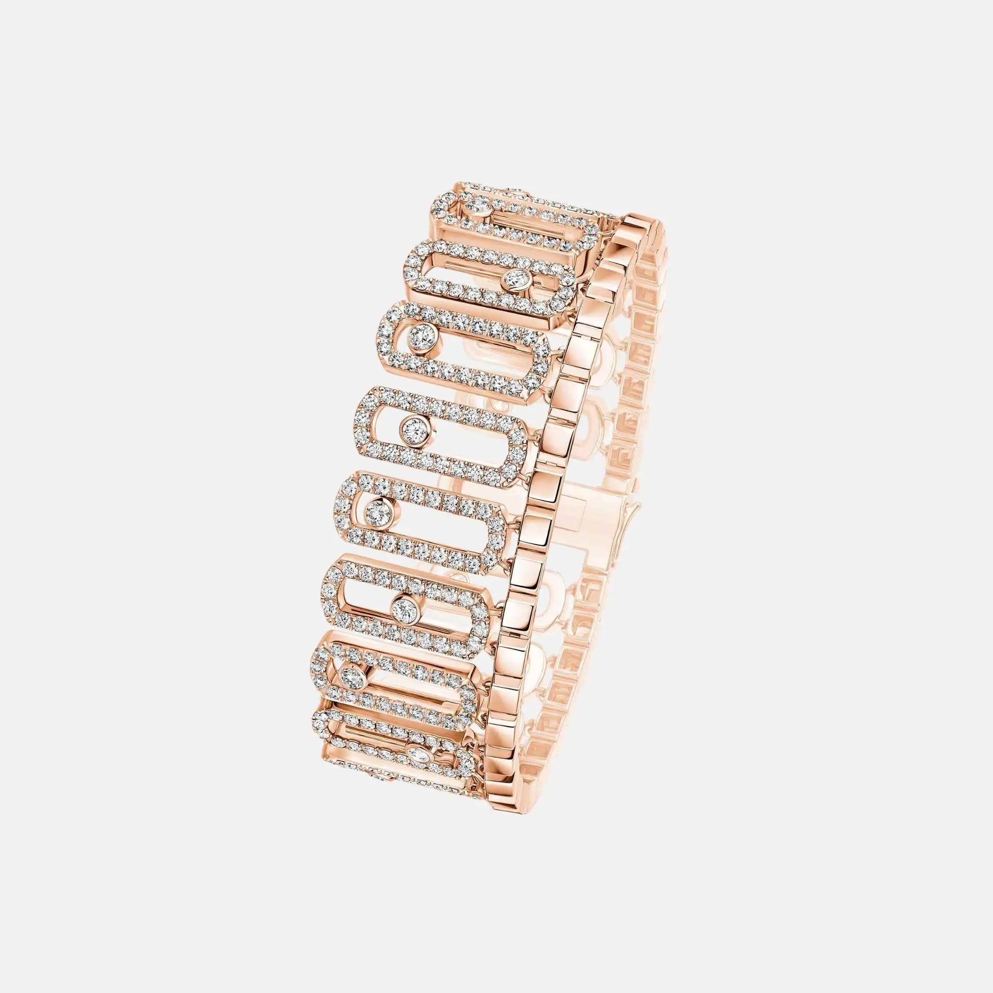 Messika Move Iconica Pave Gold Diamond Bracelet, Pink gold, Side