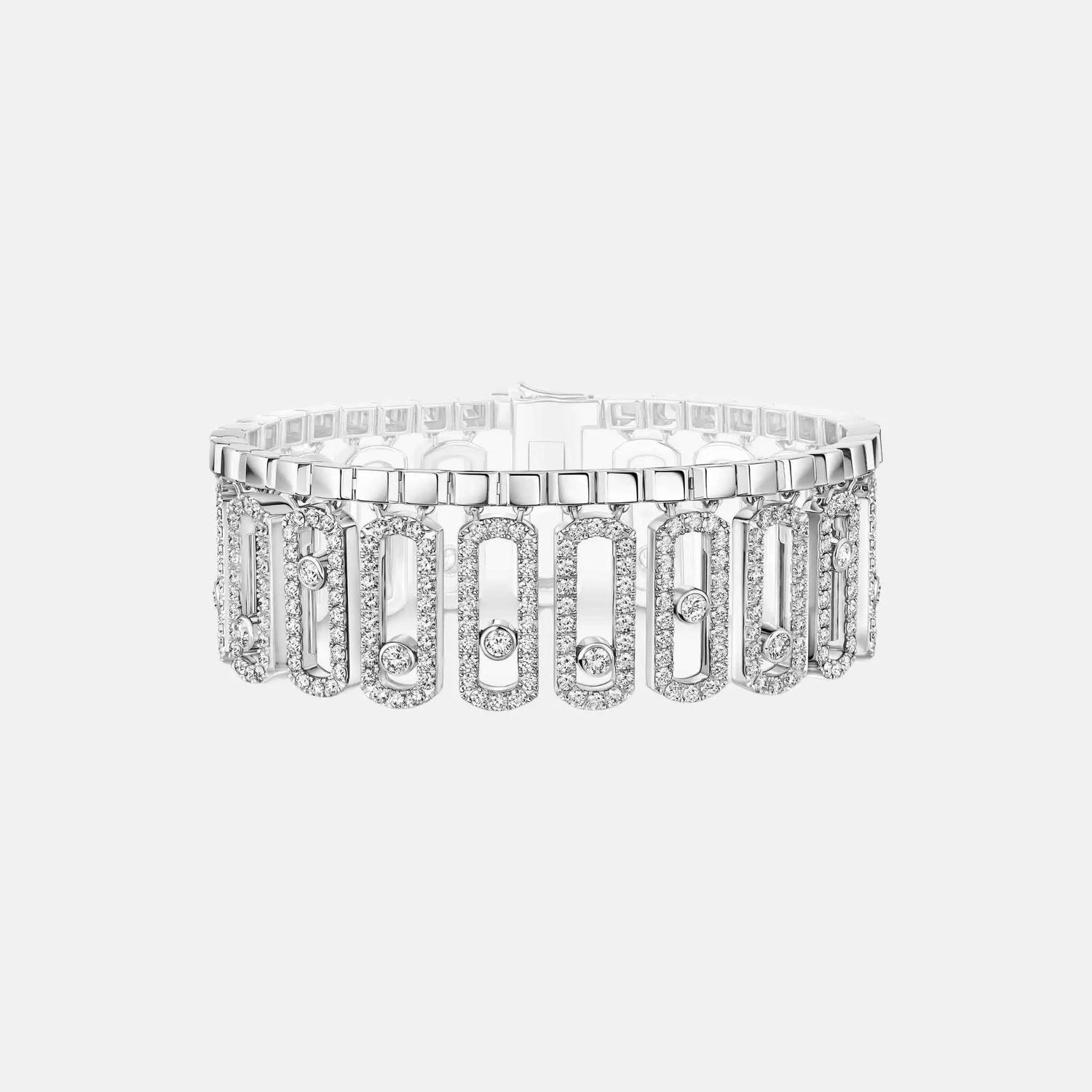 Messika Move Iconica Pave Gold Diamond Bracelet, White gold, Front