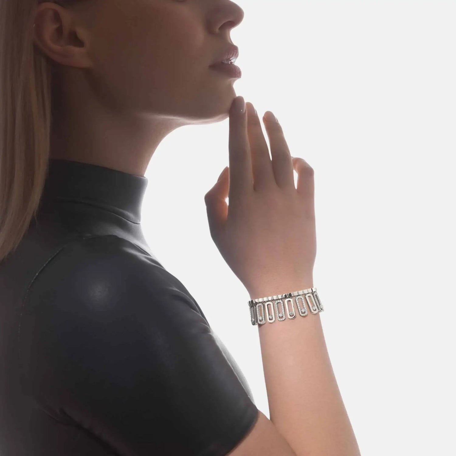 Messika Move Iconica Pave Gold Diamond Bracelet, White gold, Model