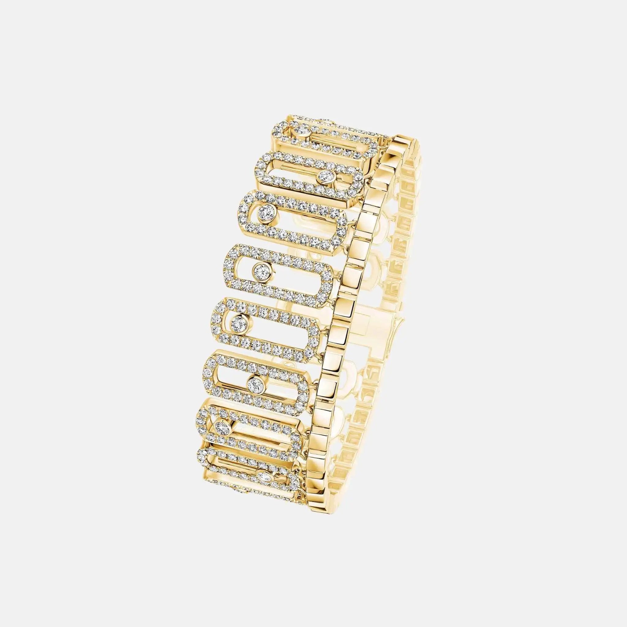 Messika Move Iconica Pave Gold Diamond Bracelet, Yellow gold, Side
