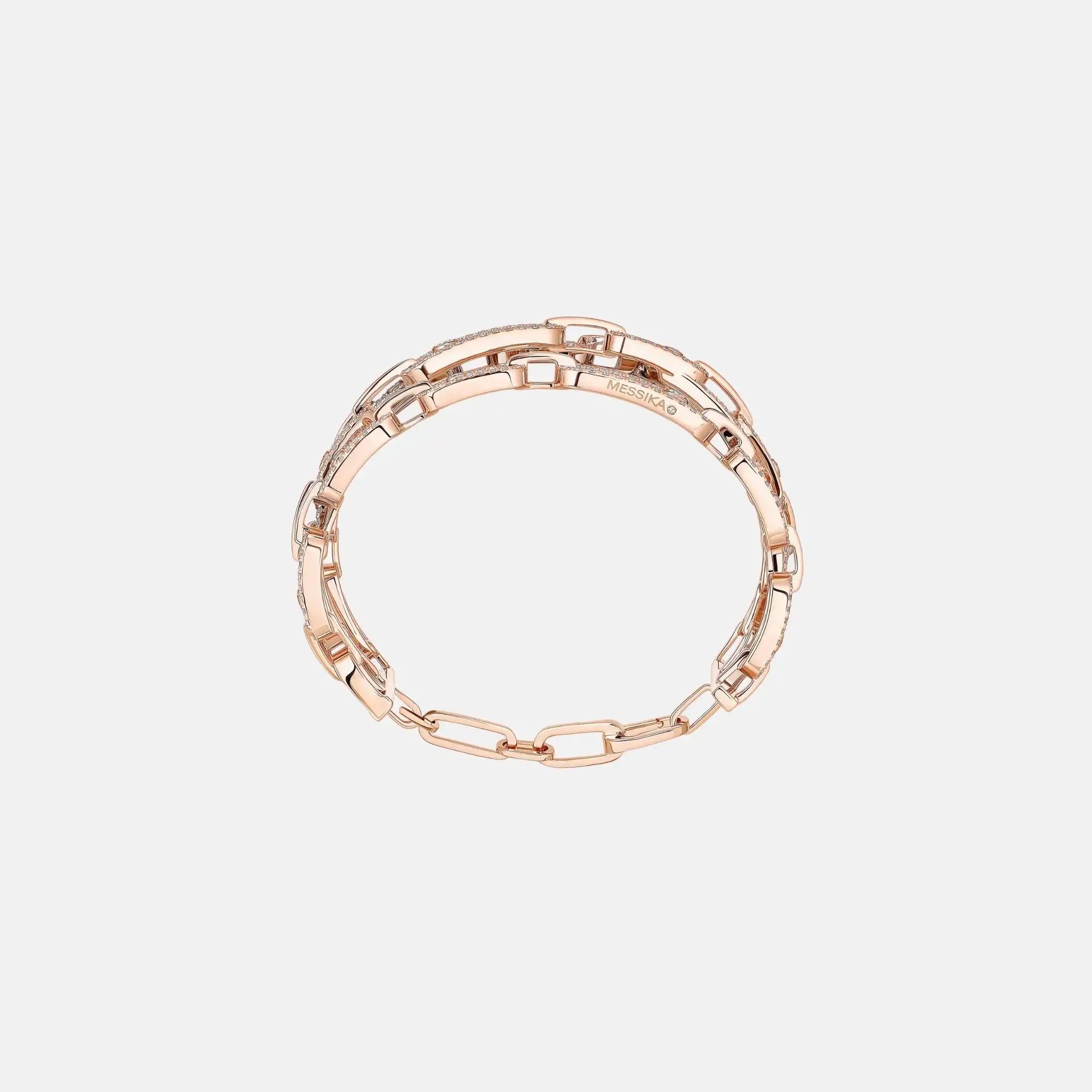 Messika Move Link 3 Row Cuff Diamond Bracelet, Pink Gold, Side