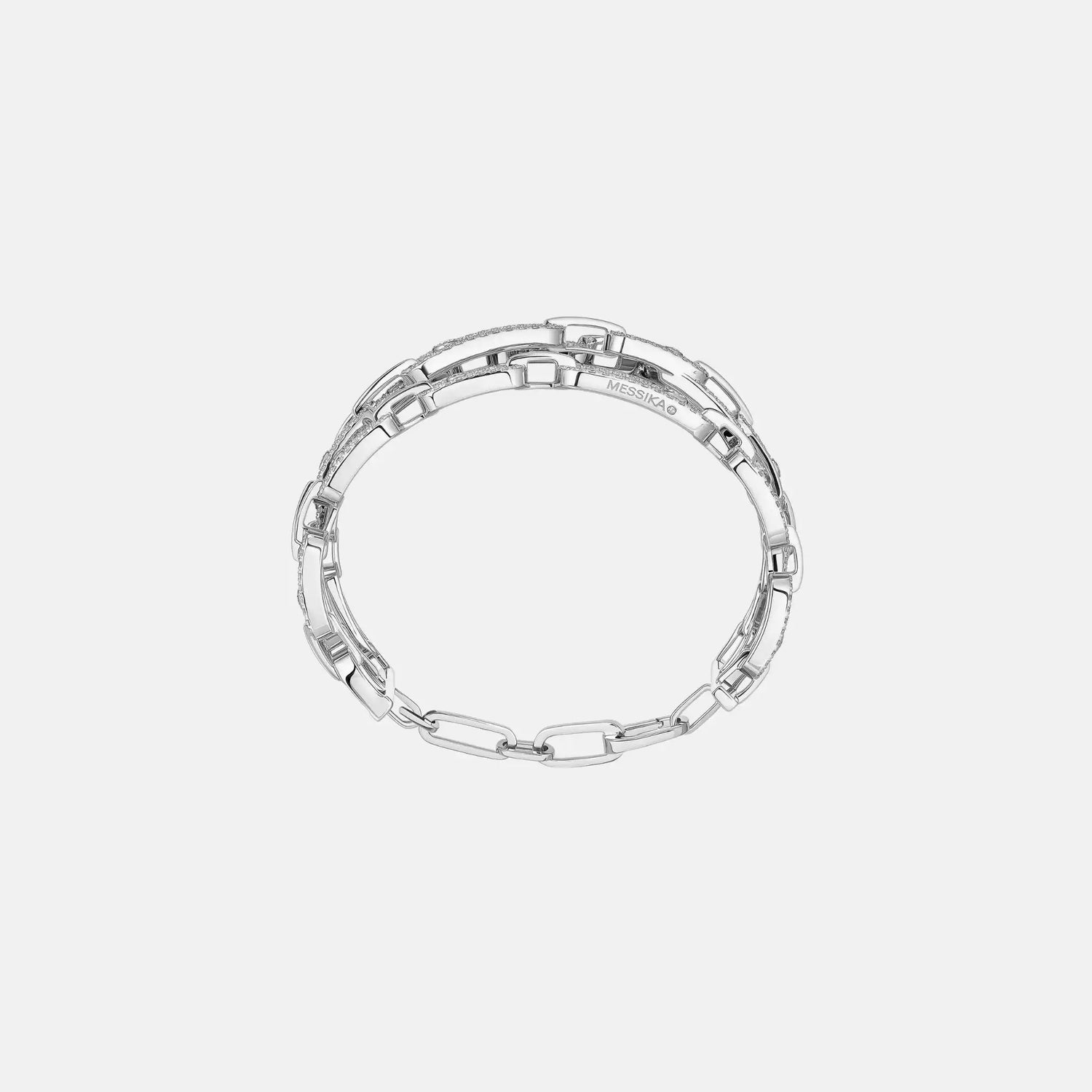 Messika Move Link 3 Row Cuff Diamond Bracelet, White Gold, Side