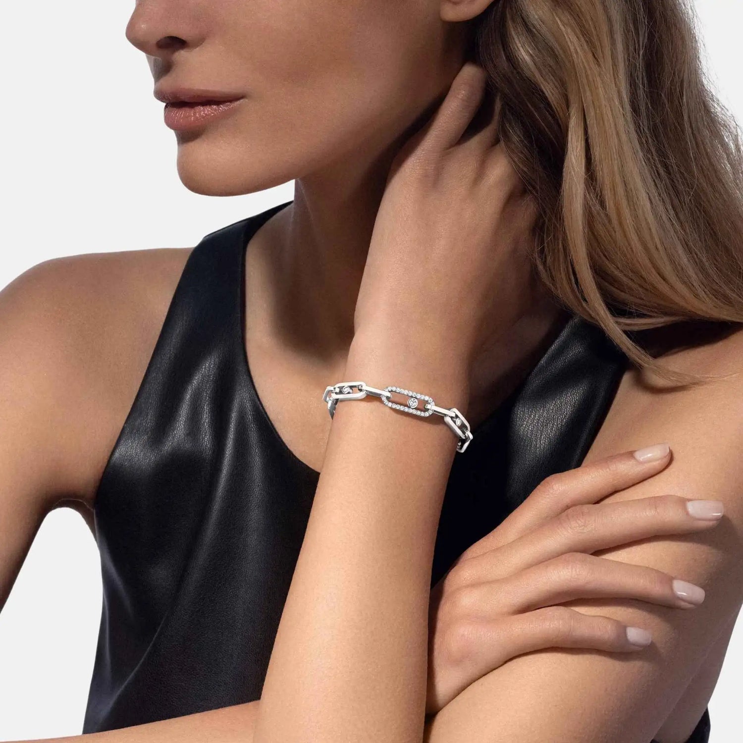 Messika Move Link Diamond Bracelet, White Gold, Model