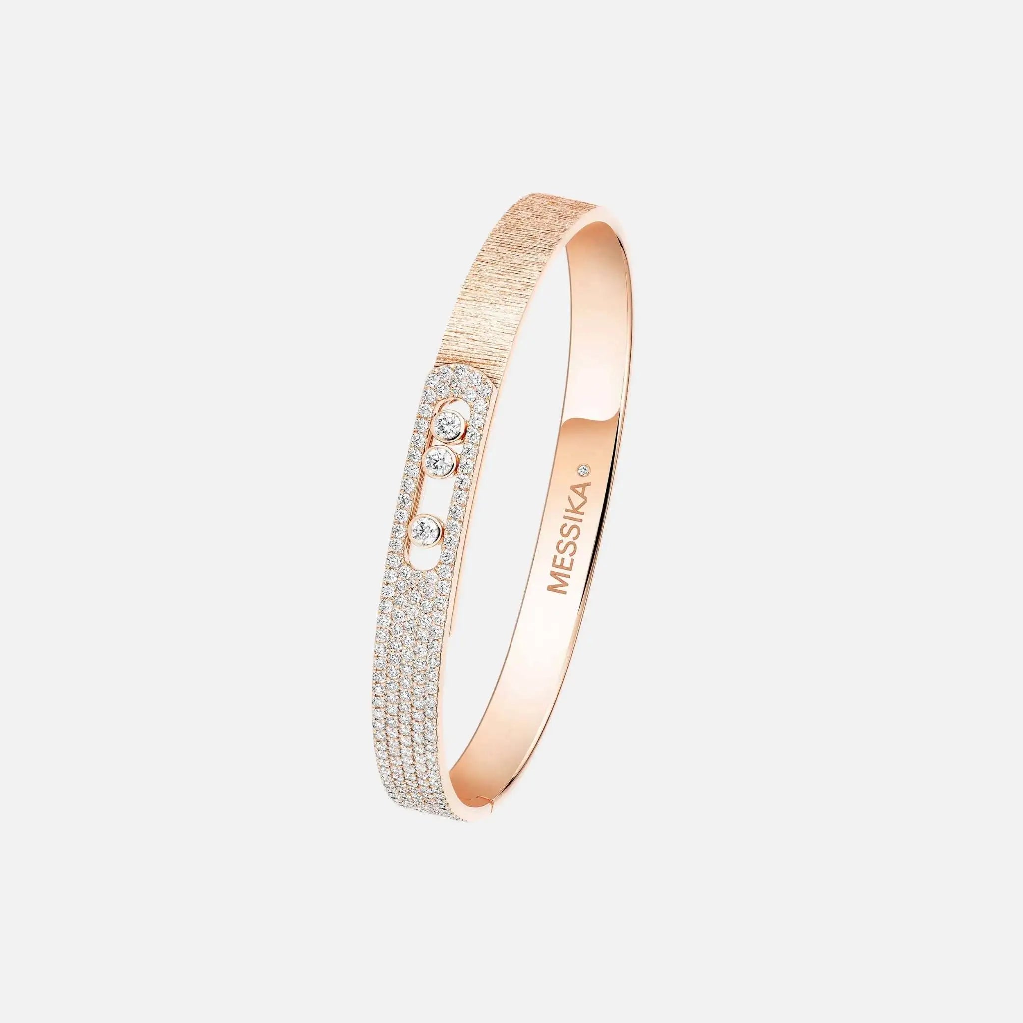 Messika Move Noa Cisele Semi Pave Bangle Diamond Bracelet, Pink Gold, Side