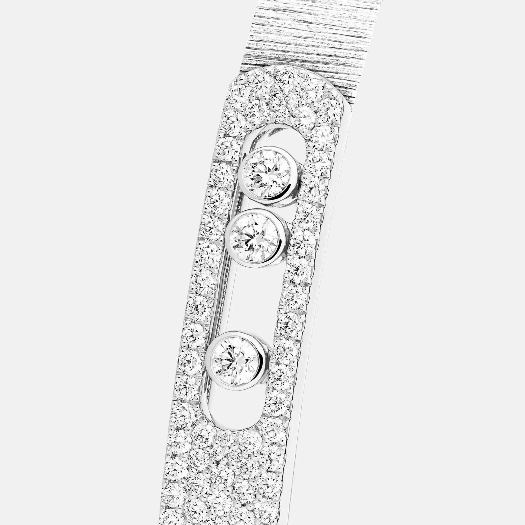 Messika Move Noa Cisele Semi Pave Bangle Diamond Bracelet, White Gold, Close