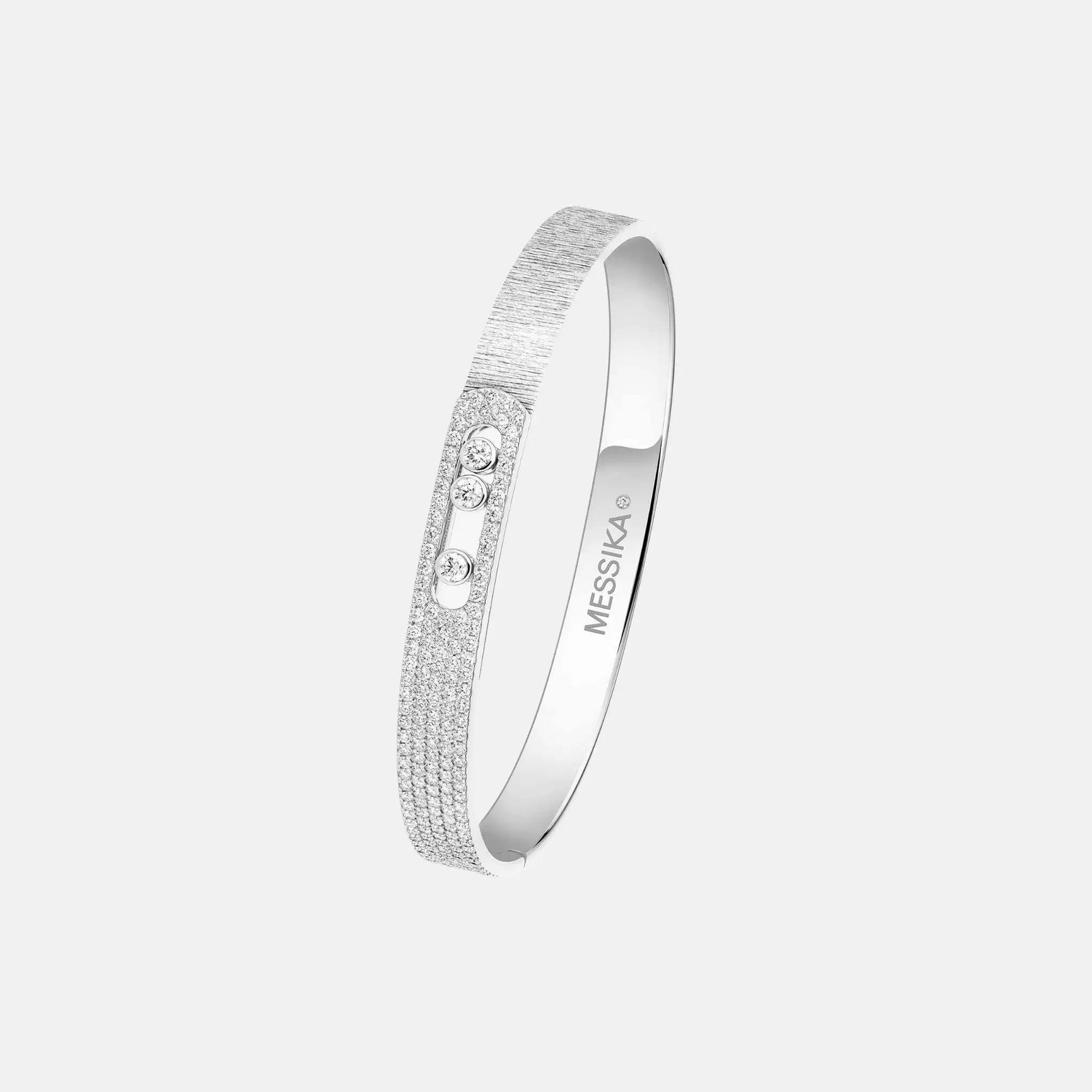 Messika Move Noa Cisele Semi Pave Bangle Diamond Bracelet, White Gold, Side