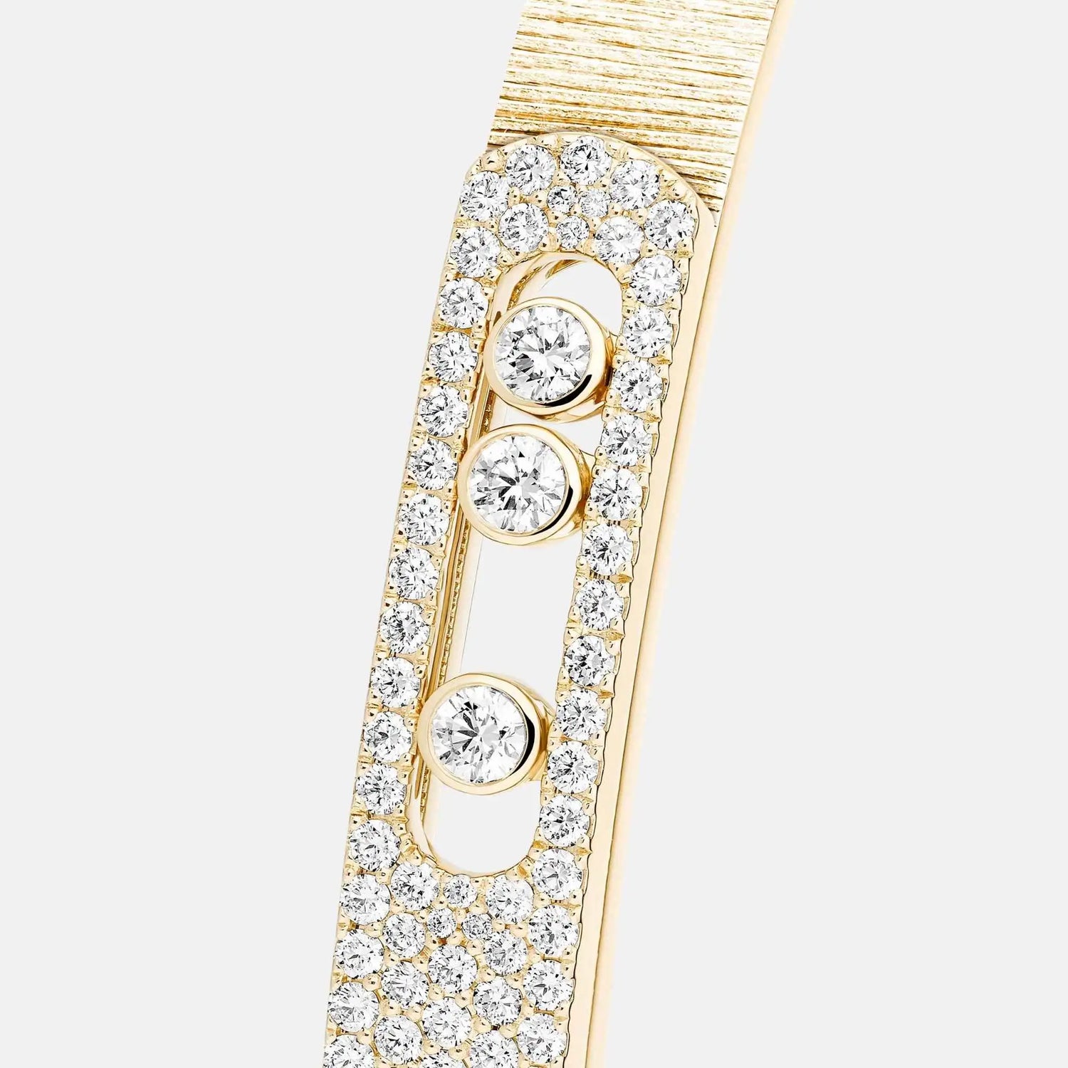 Messika Move Noa Cisele Semi Pave Bangle Diamond Bracelet, Yellow Gold, Close