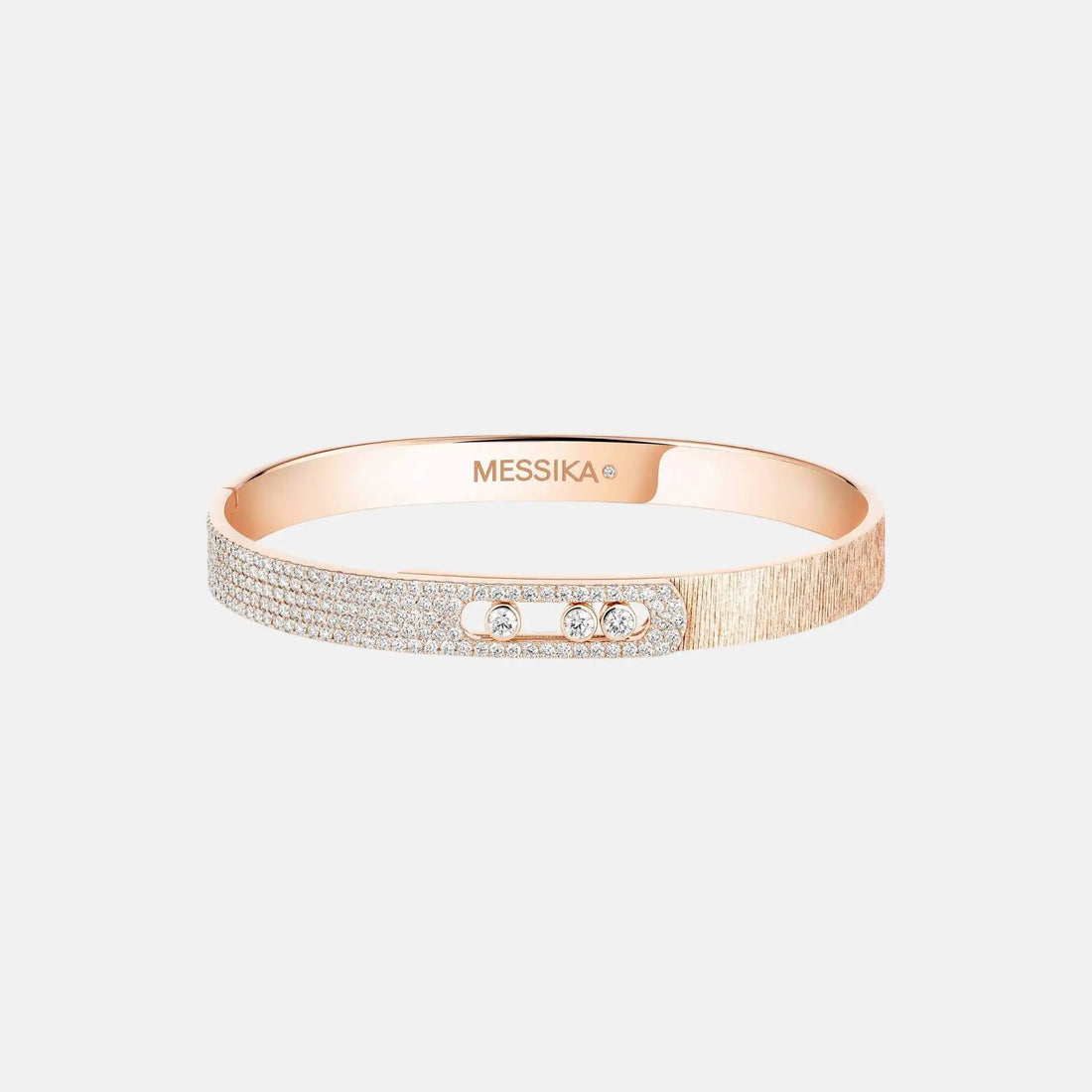 Move Noa Cisele Semi Pave Bangle Large Gold Diamond Bracelet