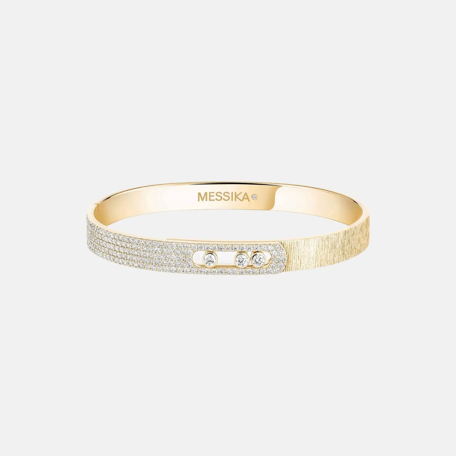 Move Noa Cisele Semi Pave Bangle Large Gold Diamond Bracelet