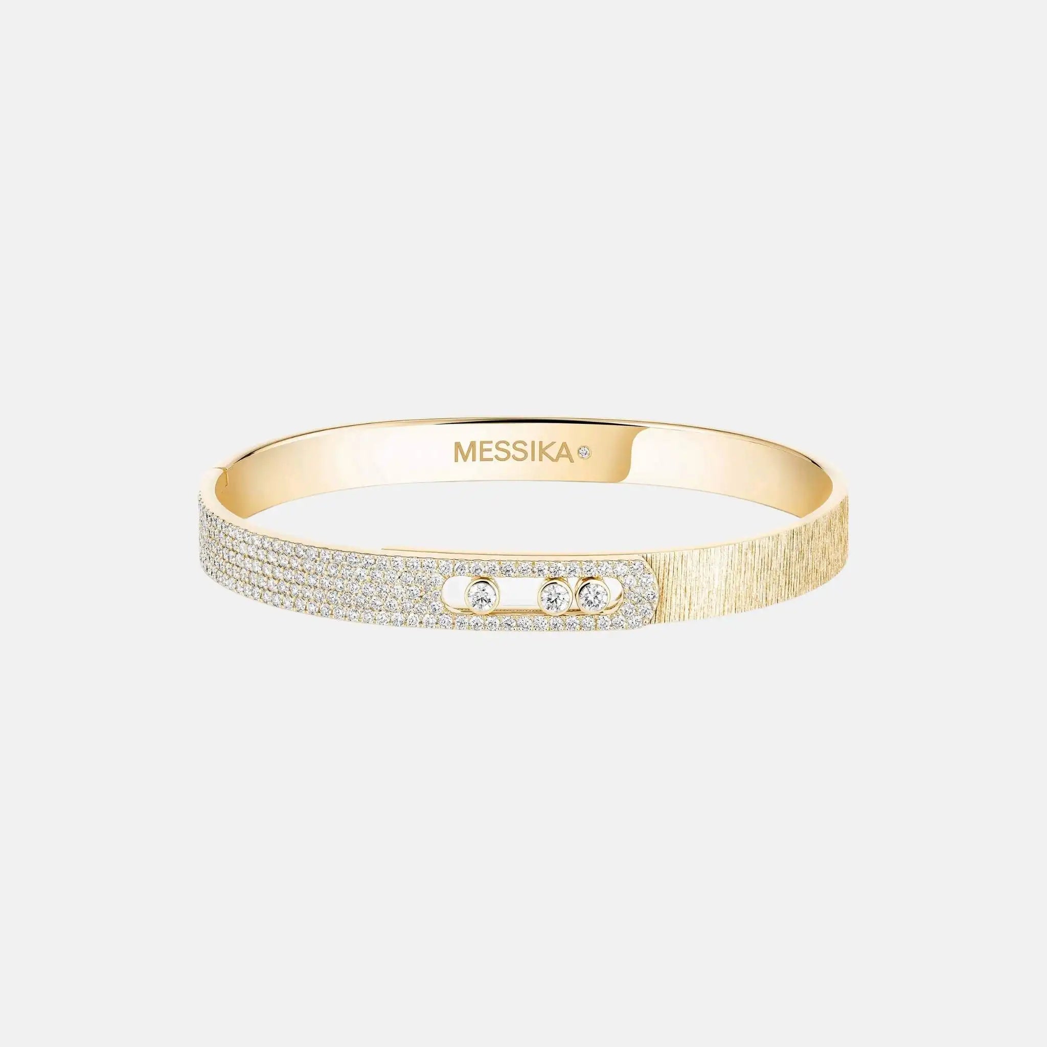 Move Noa Cisele Semi Pave Bangle Large Gold Diamond Bracelet