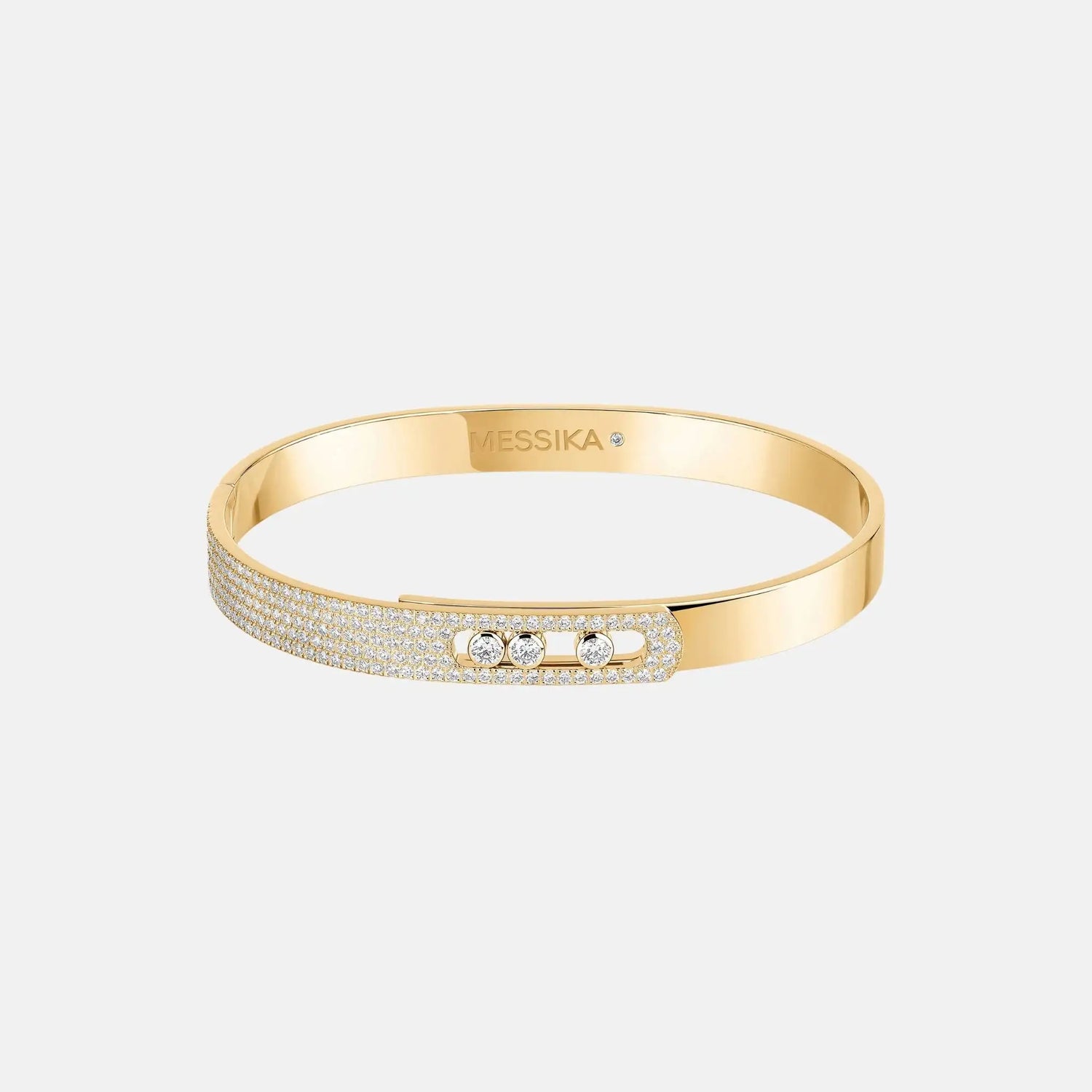 Messika Move Noa Semi Pave Bangle Large Gold Diamond Bracelet, Yellow Gold