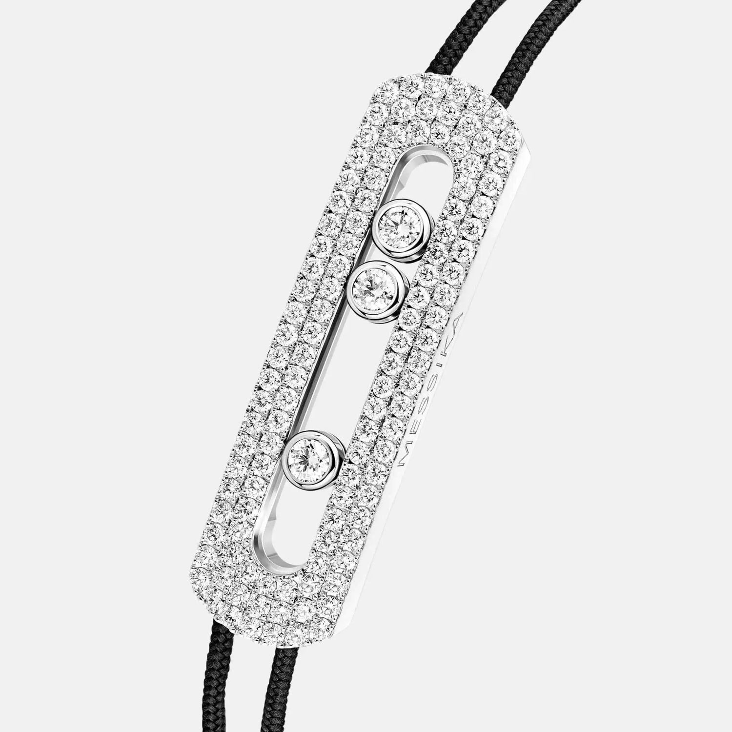 Messika Move Titanium Natural XL Pave Cord Diamond Bracelet, Close