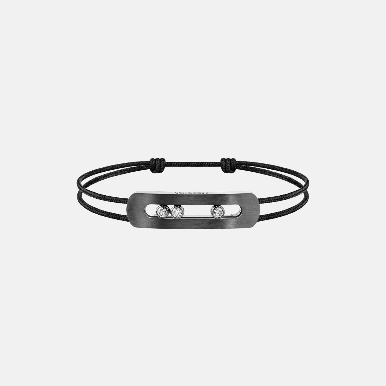 Messika Move Titanium XL Cord Diamond Bracelet, Graphite Titanium, Front