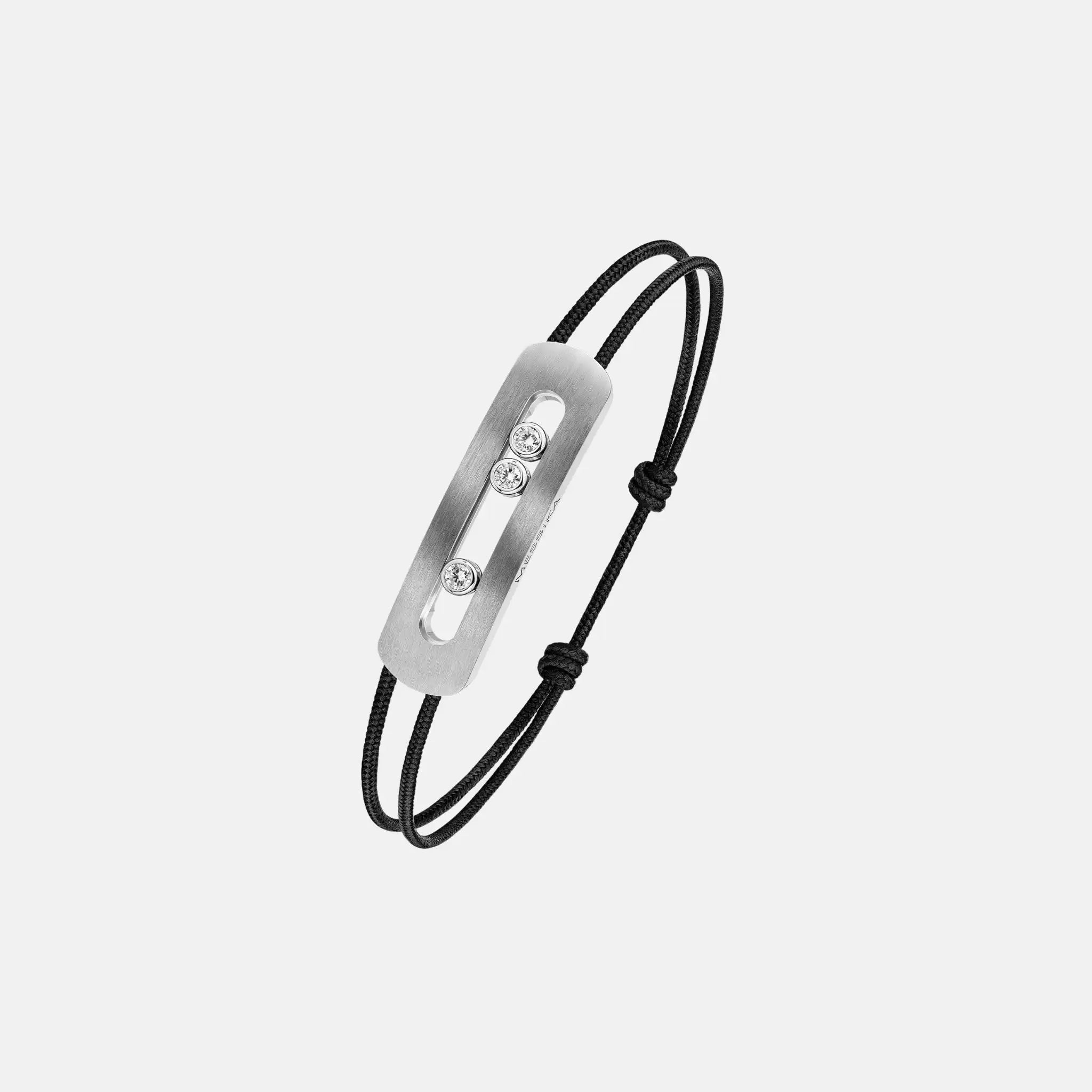Messika Move Titanium XL Cord Diamond Bracelet, Natural Titanium, Side