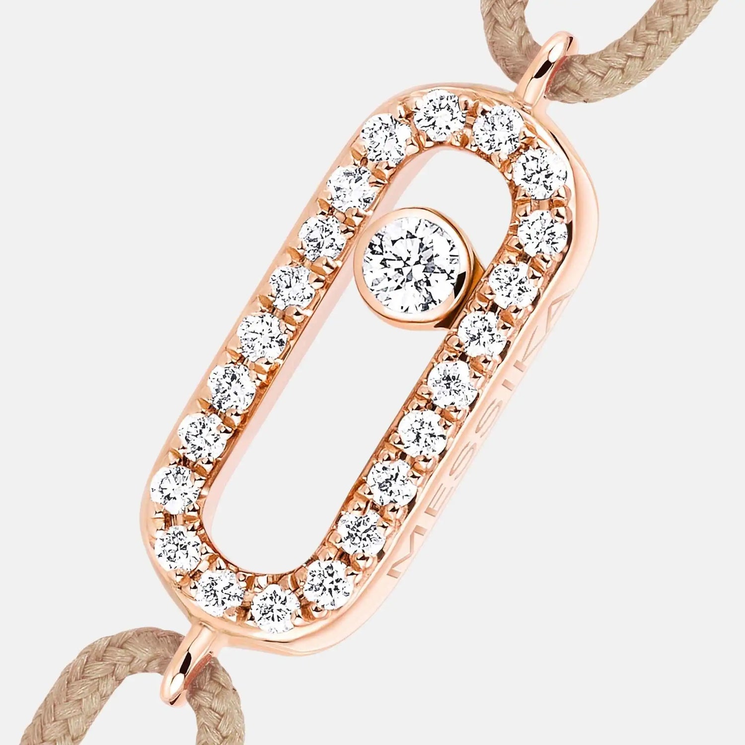 Messika Move Uno Cord Pink Gold Diamond Bracelet, Beige, Close