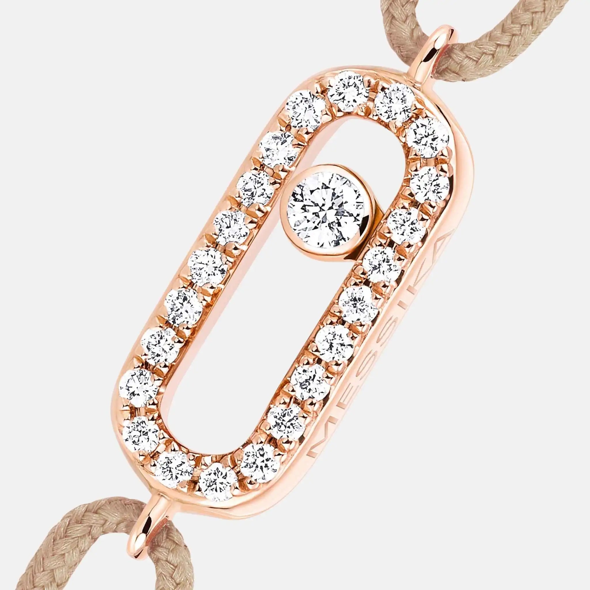 Messika Move Uno Cord Pink Gold Diamond Bracelet, Beige, Close