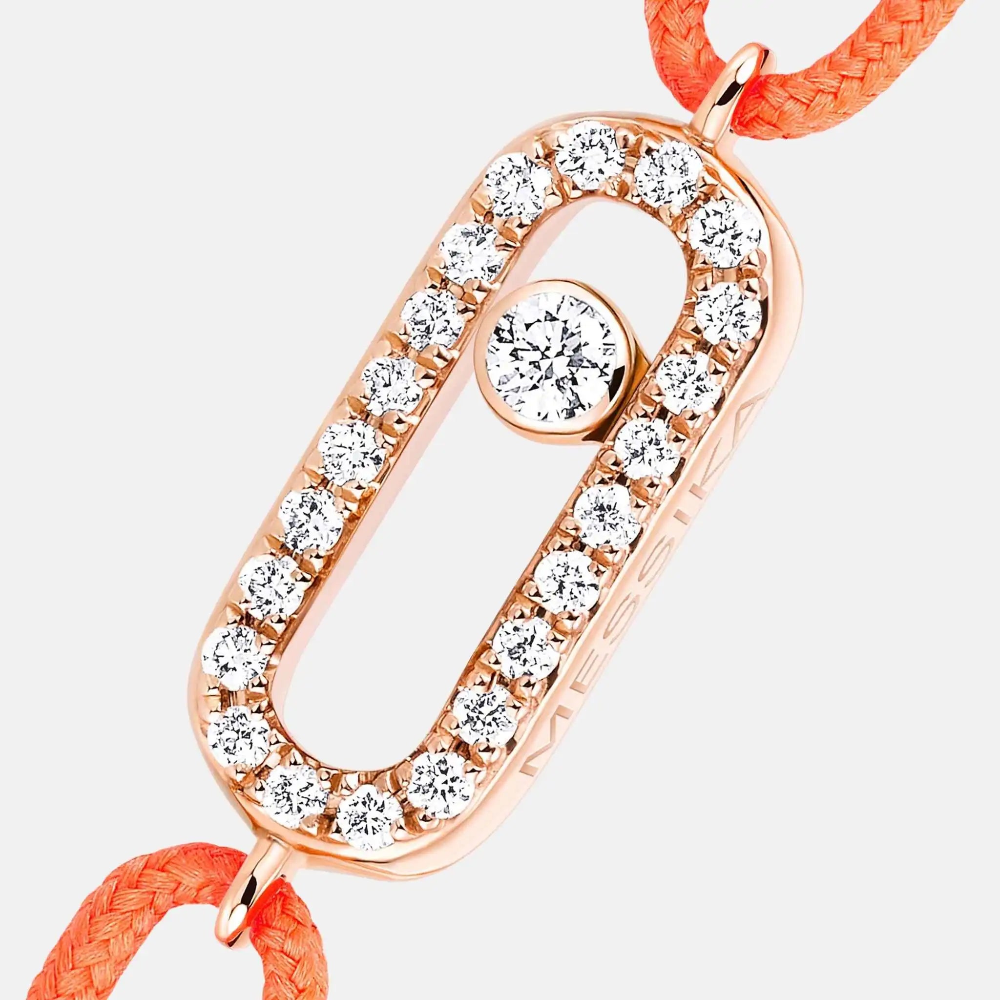Messika Move Uno Cord Pink Gold Diamond Bracelet, Orange, Close