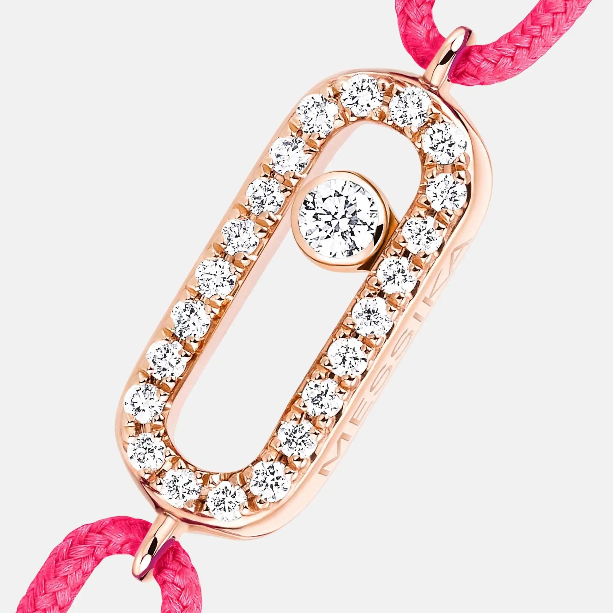 Messika Move Uno Cord Pink Gold Diamond Bracelet, Pink, Close