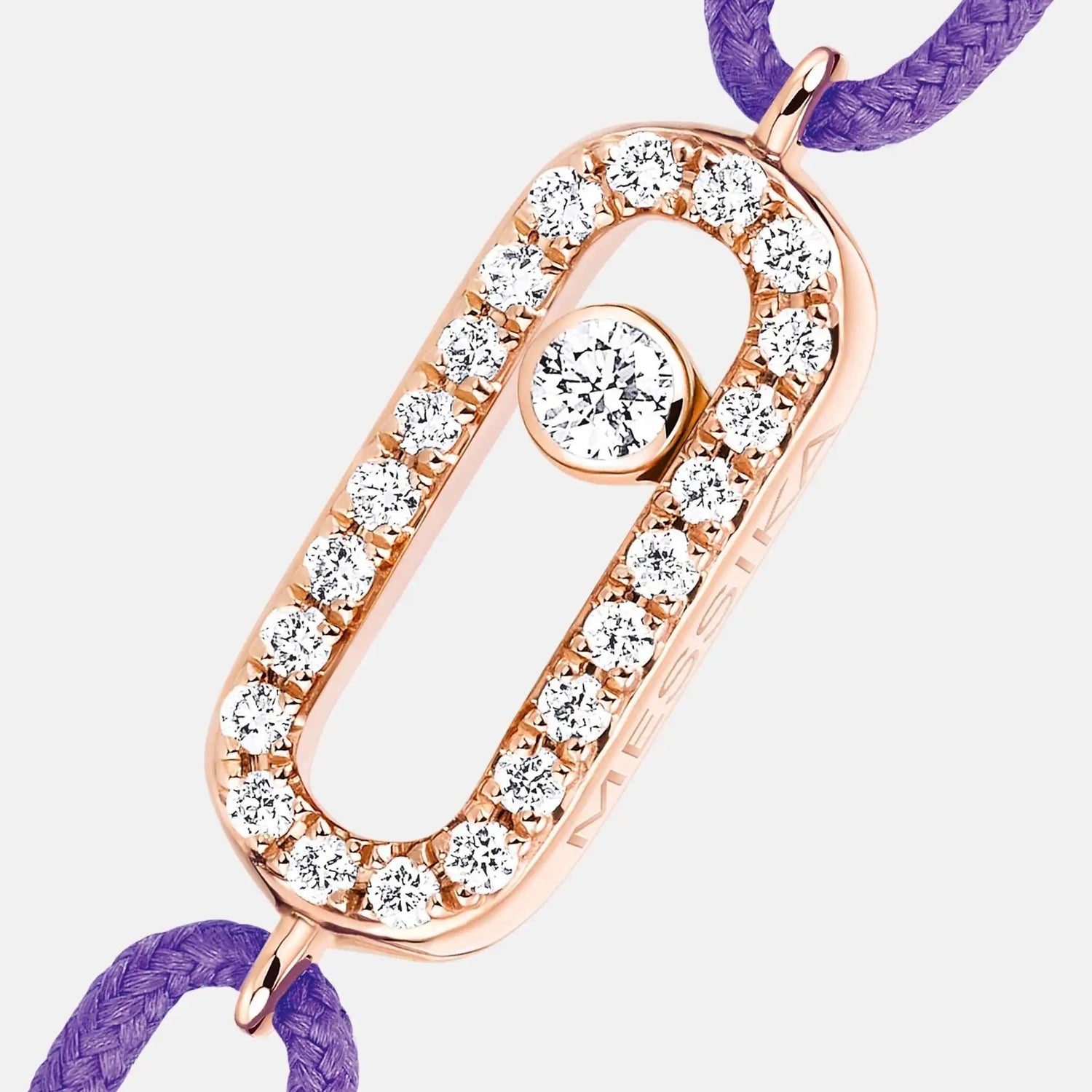 Messika Move Uno Cord Pink Gold Diamond Bracelet, Purple, Close