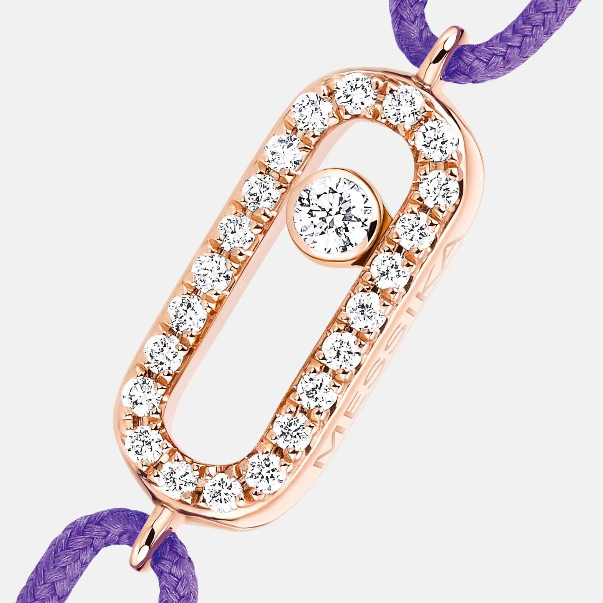 Messika Move Uno Cord Pink Gold Diamond Bracelet, Purple, Close