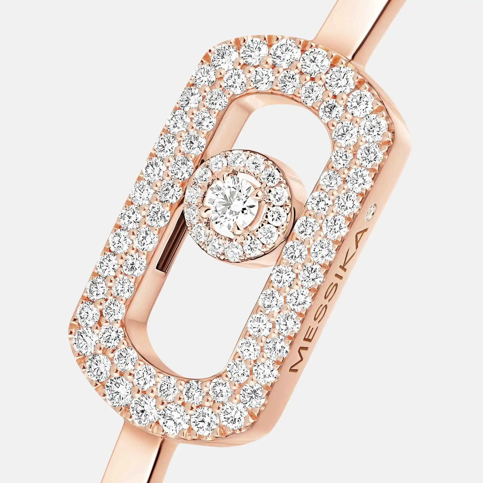 Messika So Move Pave Bangle Gold Diamond Bracelet, Pink gold, Close