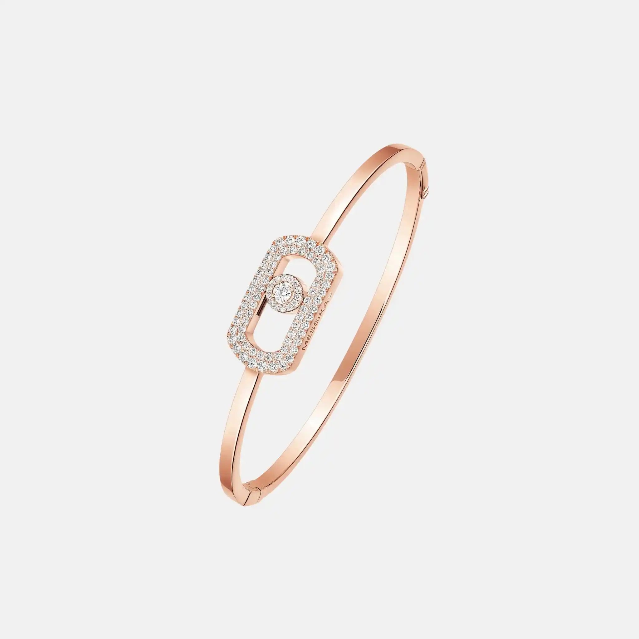 Messika So Move Pave Bangle Gold Diamond Bracelet, Pink gold