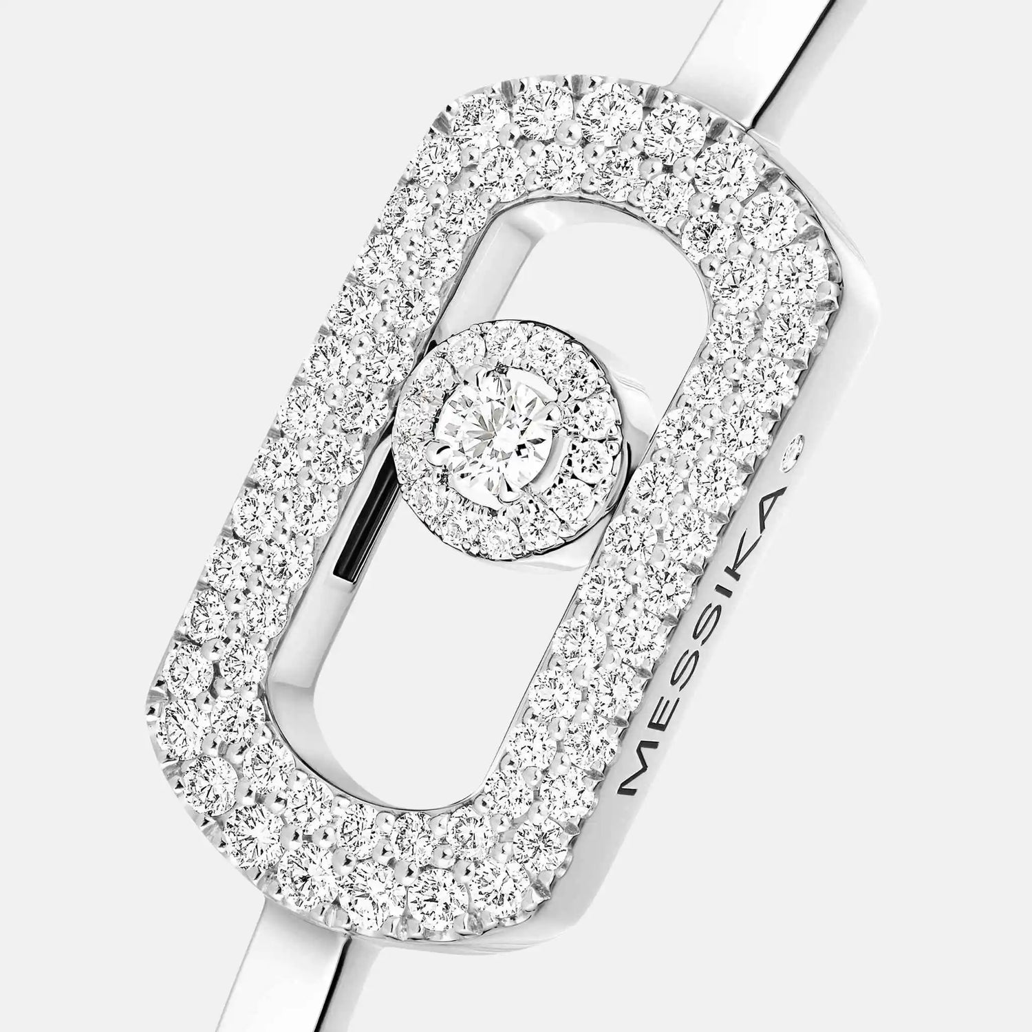 Messika So Move Pave Bangle Gold Diamond Bracelet, White gold, Close