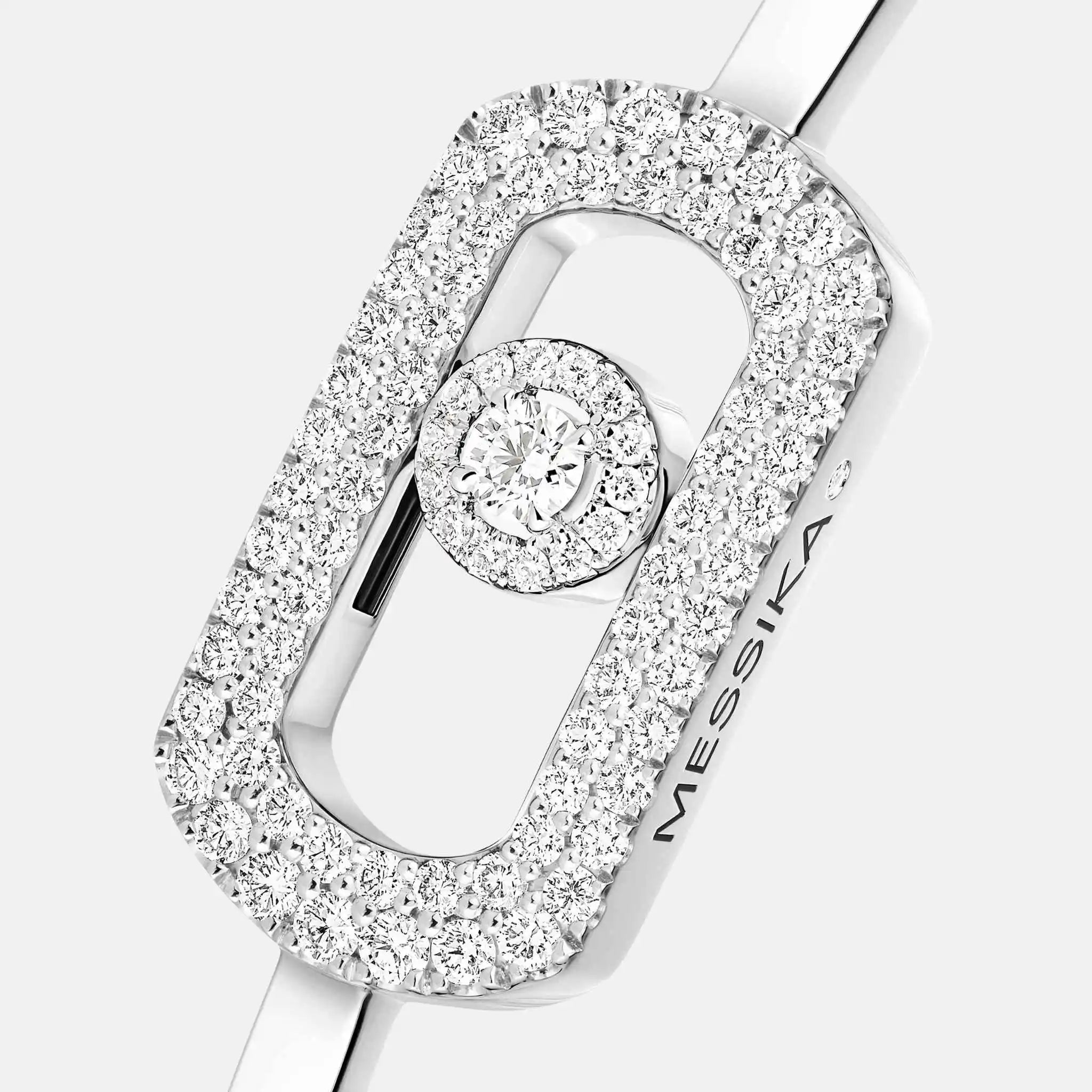 Messika So Move Pave Bangle Gold Diamond Bracelet, White gold, Close